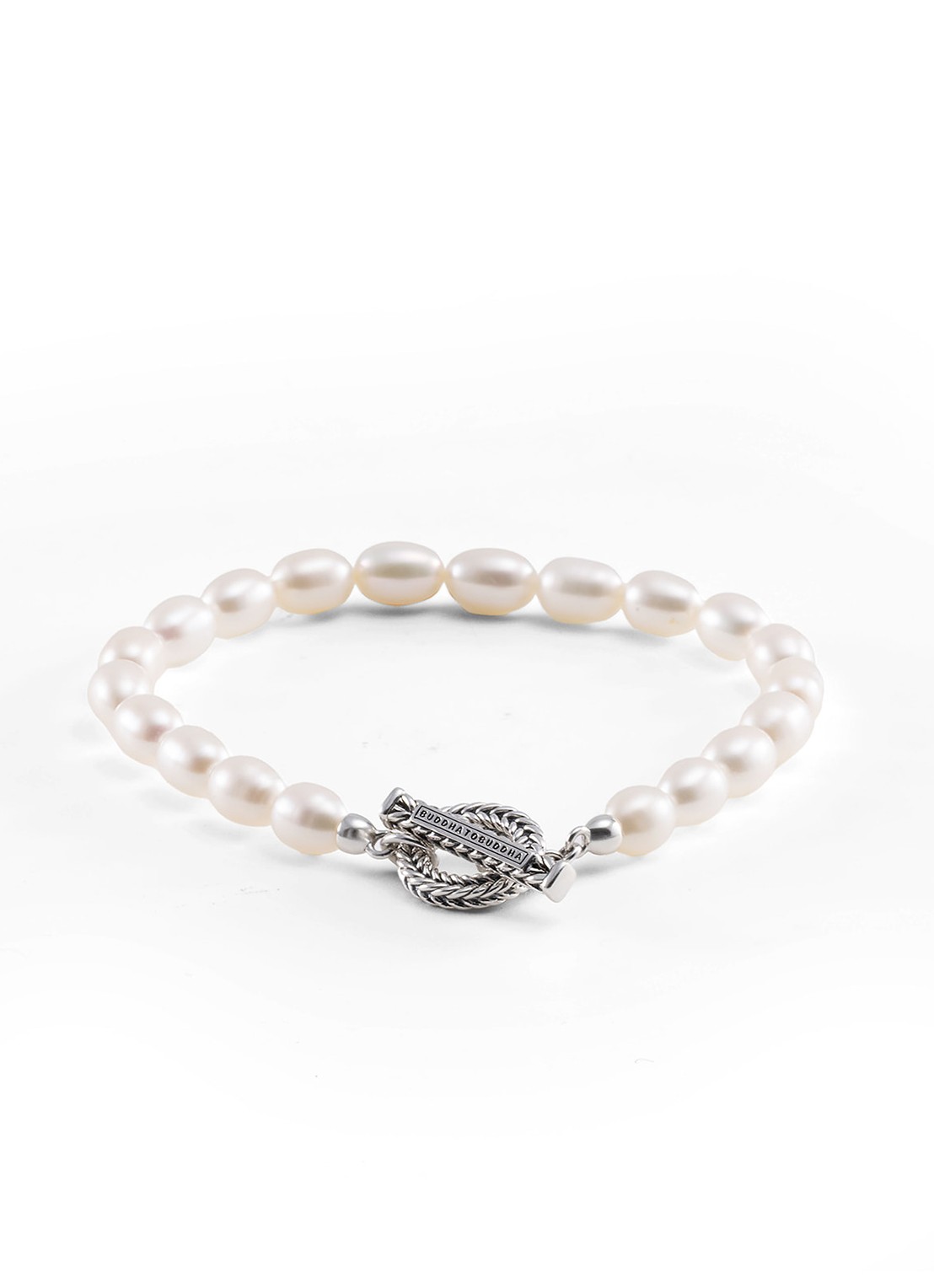Buddha to Buddha Barbara parelarmband van zilver - voorkant zilver