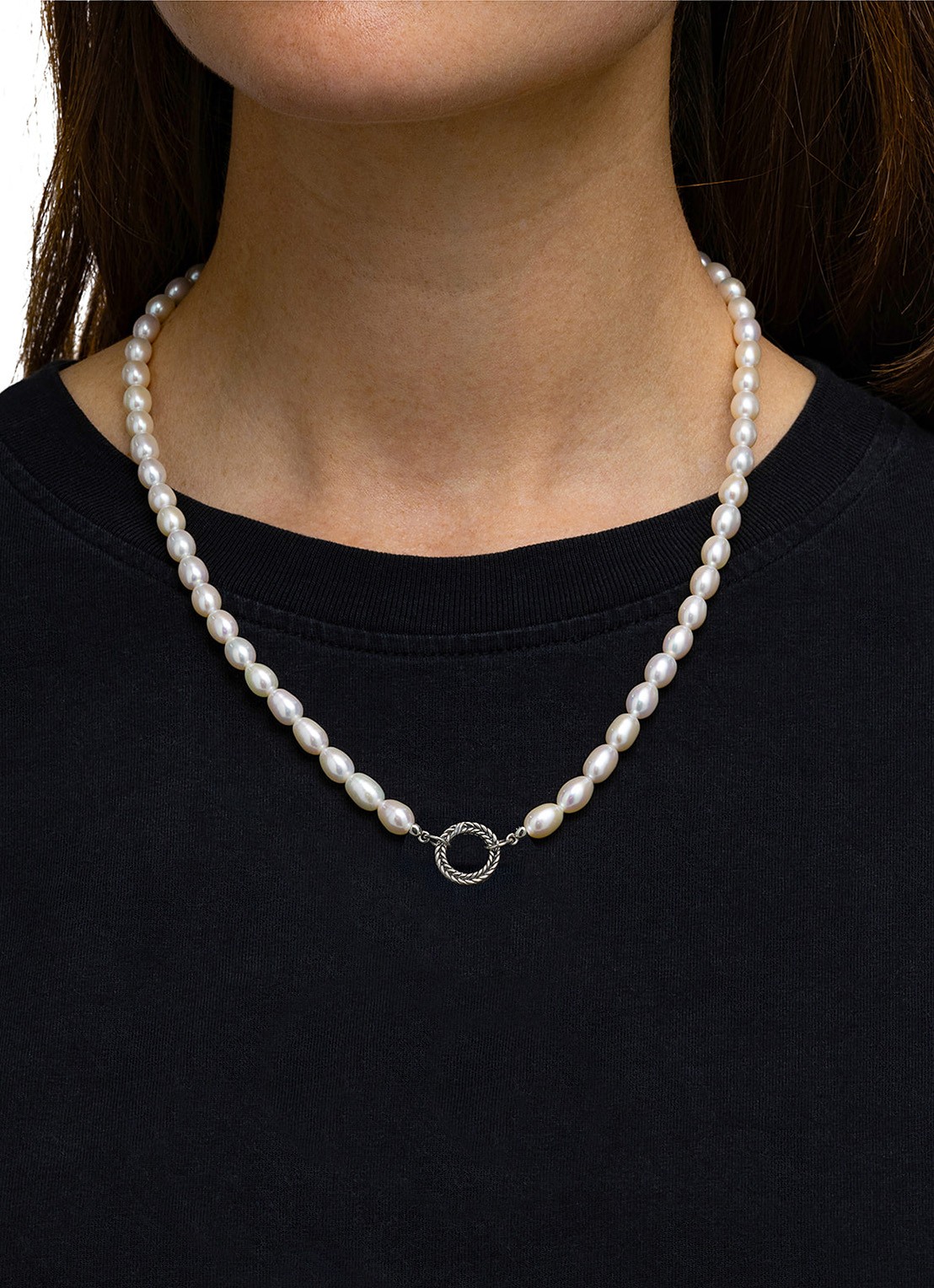 Buddha to Buddha Barbara parelketting XS  - detail 4 zilver