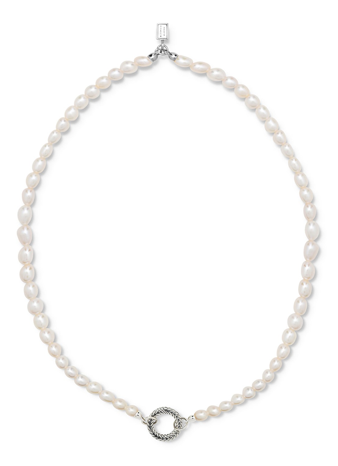 Buddha to Buddha Barbara parelketting XS  - voorkant zilver
