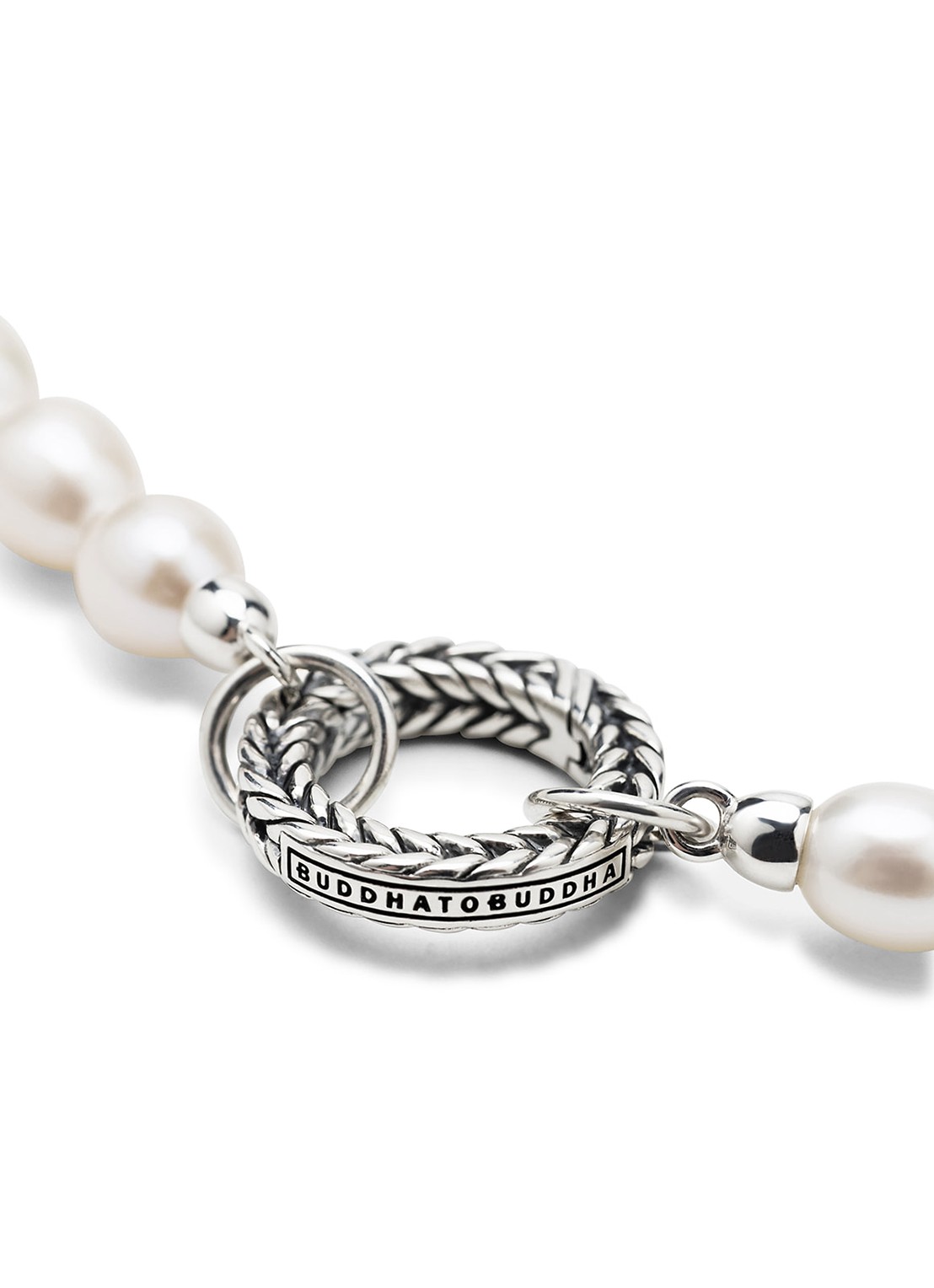 Buddha to Buddha Barbara parelketting XS  - voorkant 2 zilver