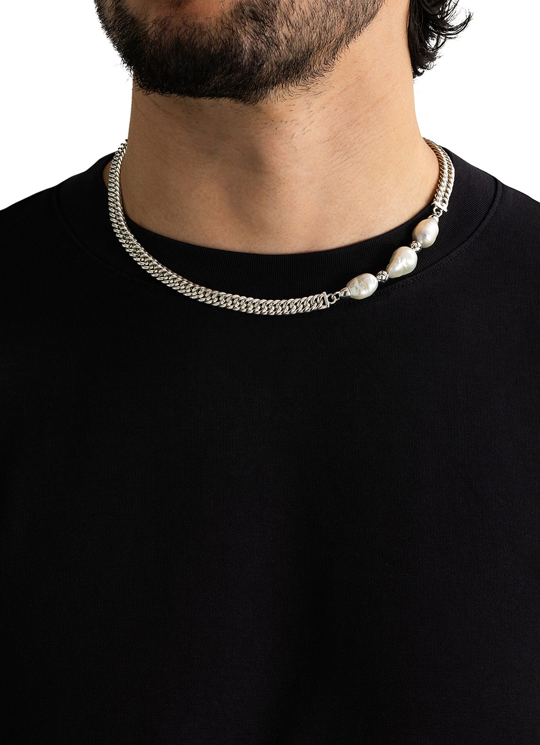 Buddha to Buddha Barok Parel ketting van zilver - detail 3 zilver