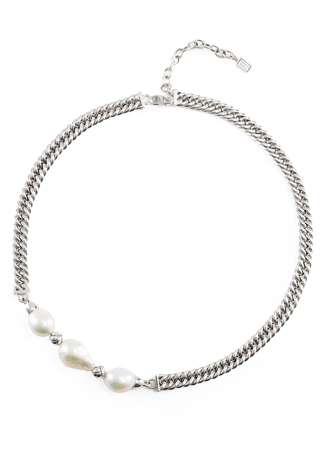 Buddha to Buddha Barok Parel ketting van zilver - voorkant 4 zilver