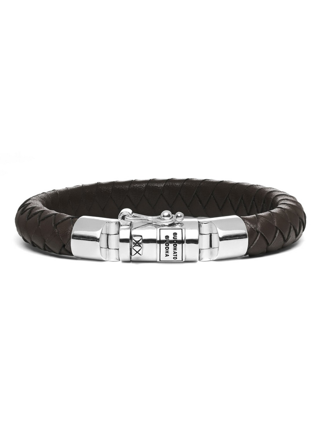Buddha to Buddha Ben Small armband van leer - voorkant 3 donkerbruin