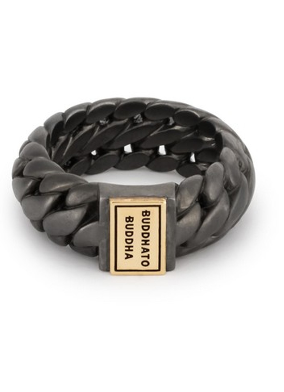 Buddha to Buddha Ben Small ring van zilver met detail van 14 karaat goud - voorkant donkergrijs