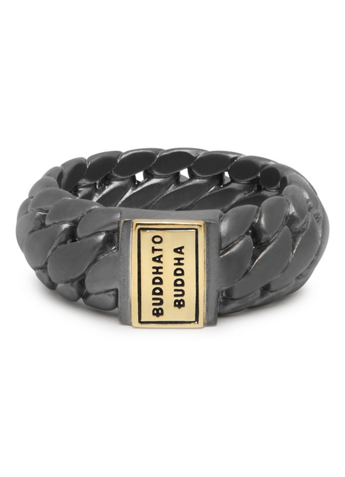 Buddha to Buddha Ben Small ring van zilver met detail van 14 karaat goud - voorkant 3 donkergrijs