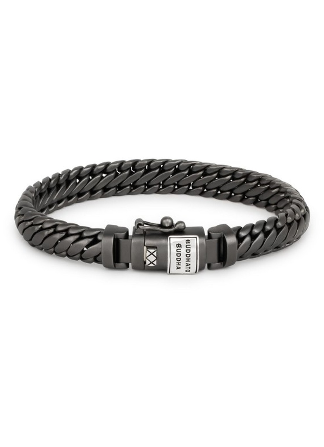 Buddha to Buddha Ben XS schakelarmband van zilver - voorkant 3 zwart