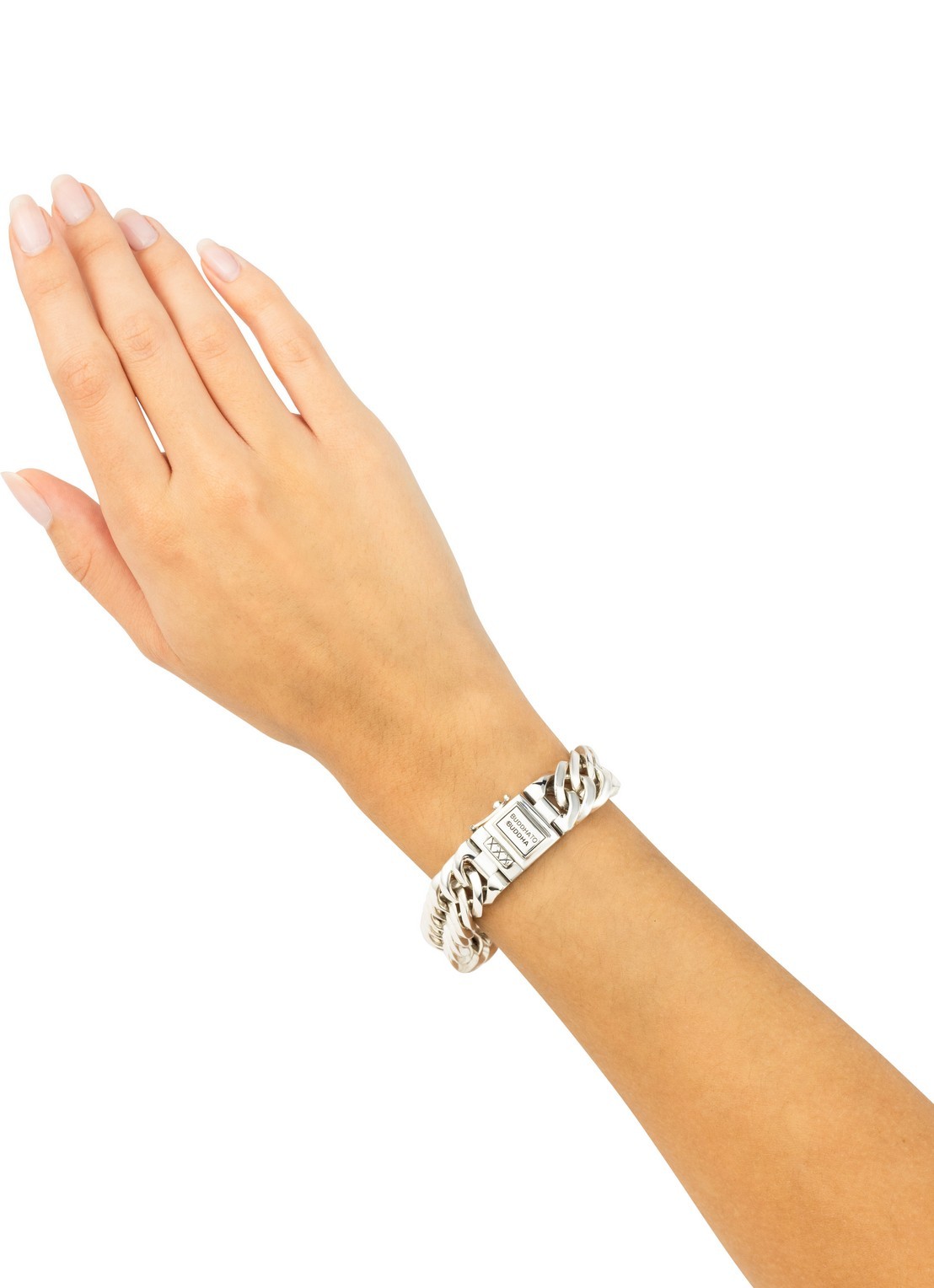 Buddha to Buddha Chain Small schakelarmband van zilver - voorkant zilver