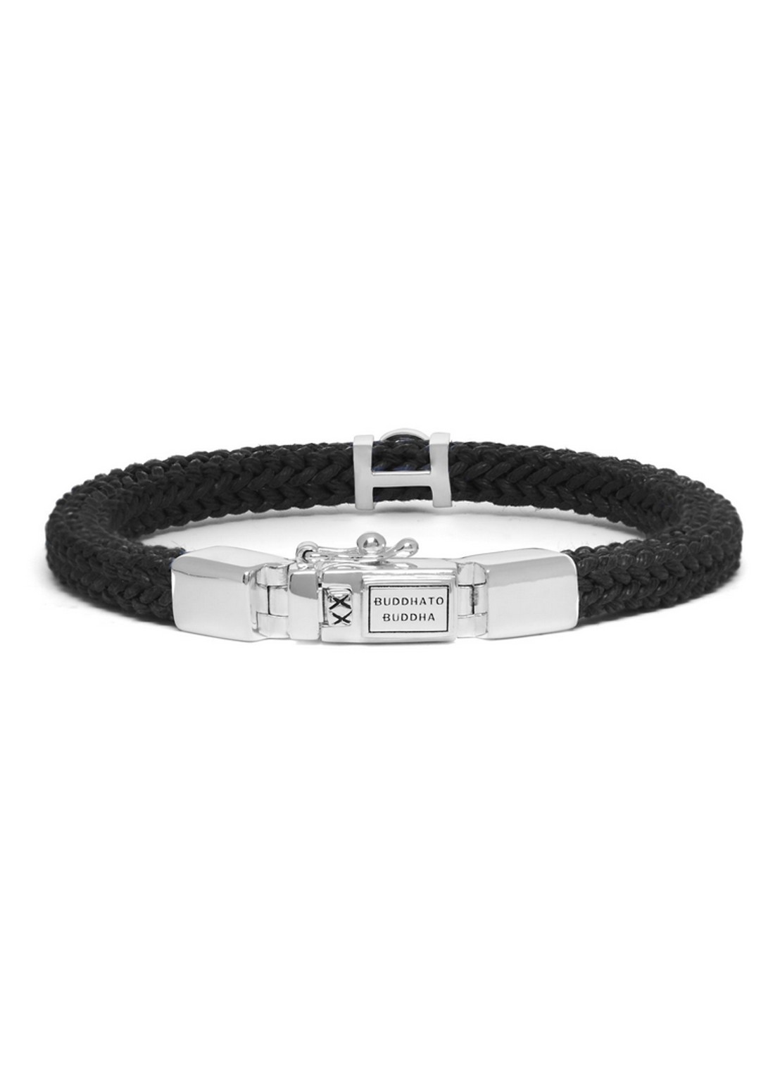 Buddha to Buddha Denise wikkelarmband van zilver  - voorkant zwart