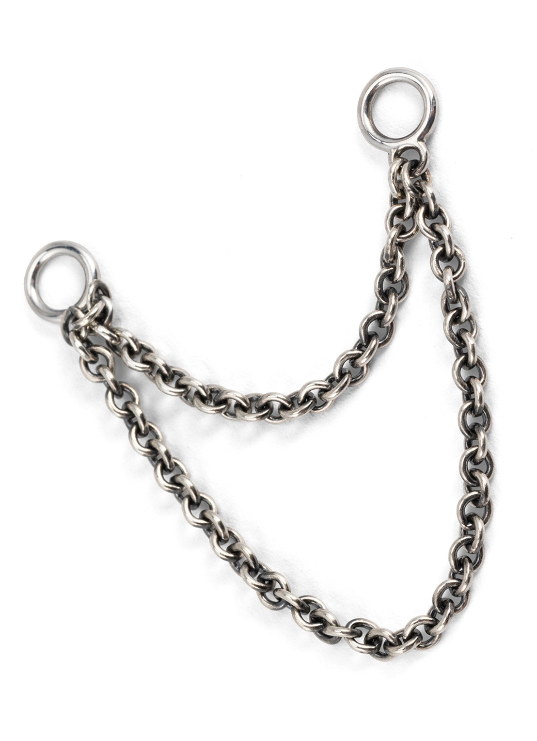 Buddha to Buddha Double Chain enkele ooring  - detail 4 zilver