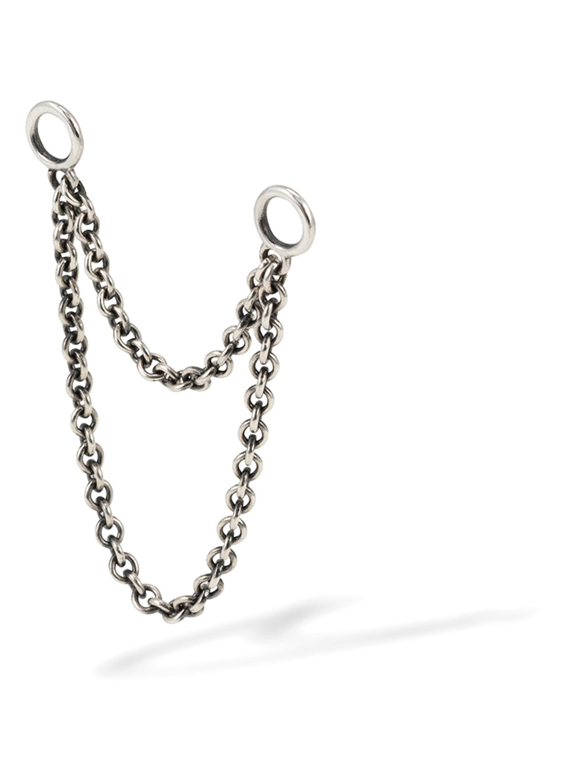Buddha to Buddha Double Chain enkele ooring  - voorkant zilver