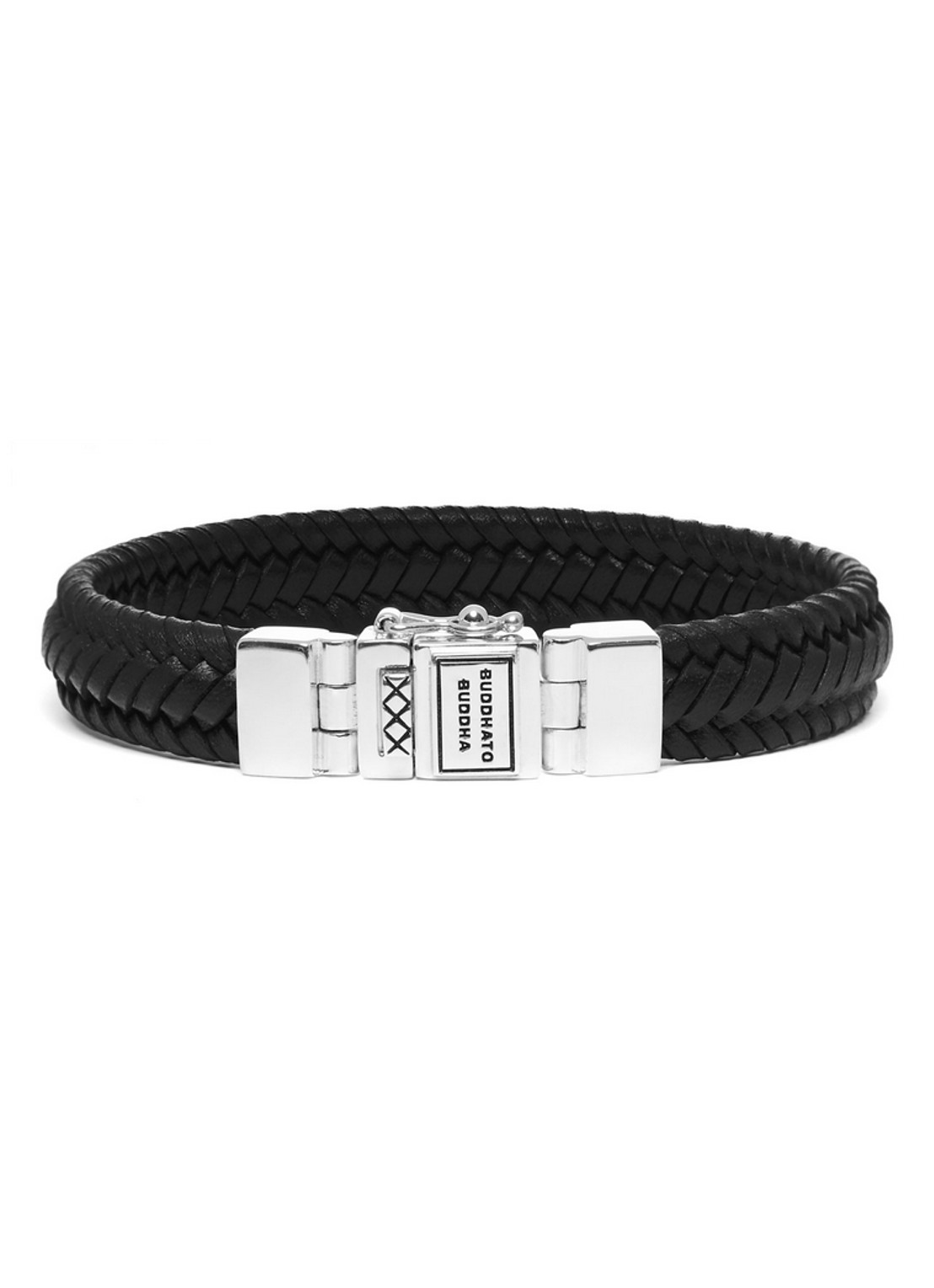 Buddha to Buddha Edwin Small armband van gevlochten leer - voorkant 3 zwart