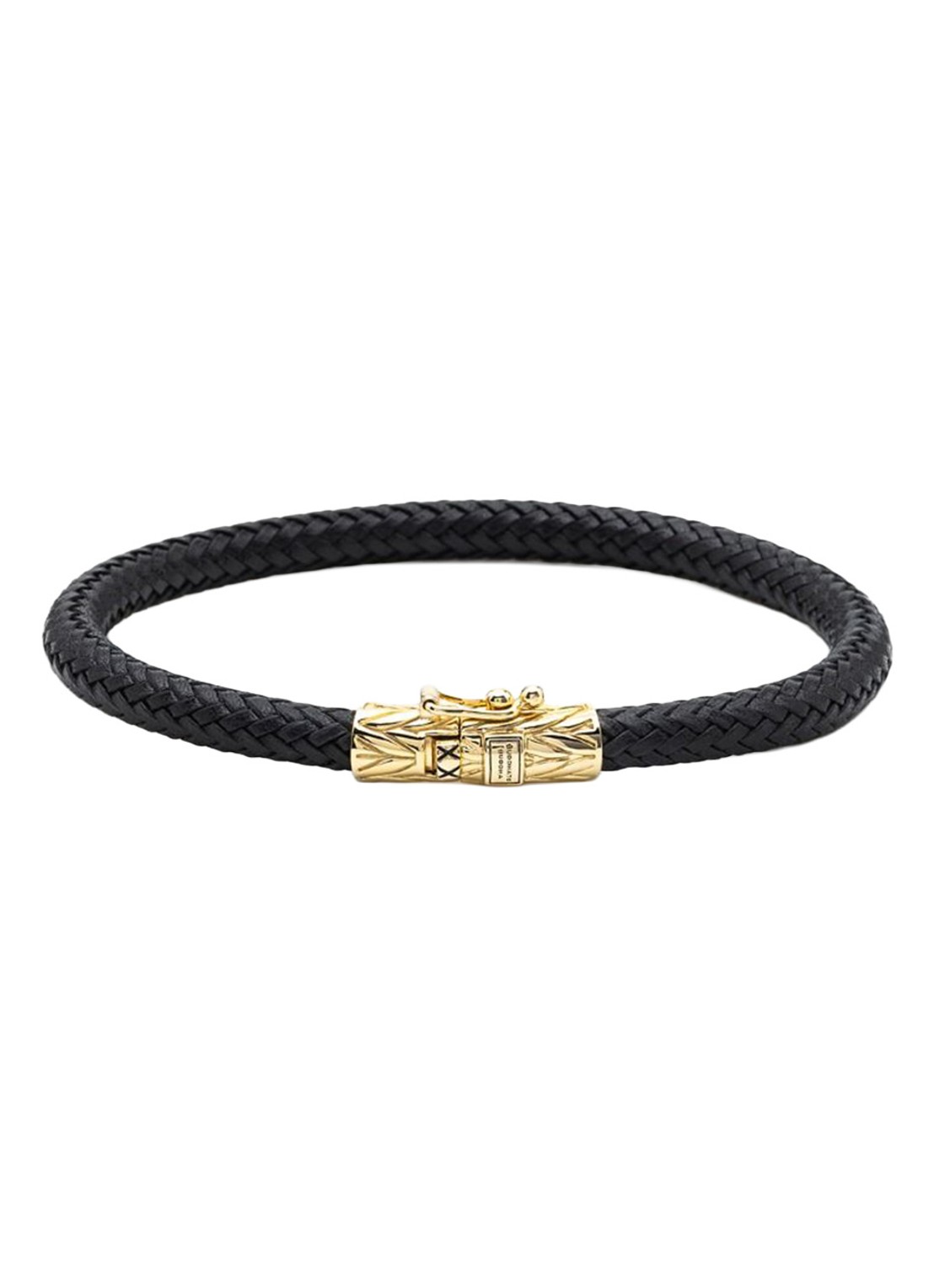 Buddha to Buddha Ellen armband van gevlochten leer - voorkant 2 goud