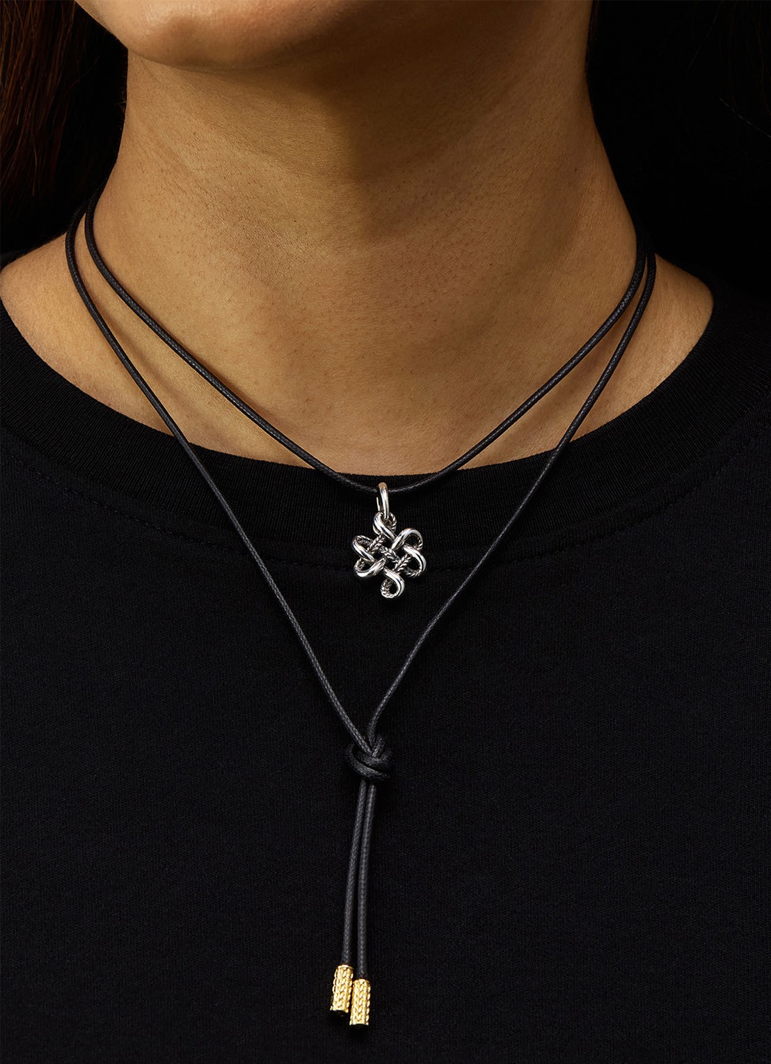 Buddha to Buddha Ellen ketting verguld - voorkant 2 zwart