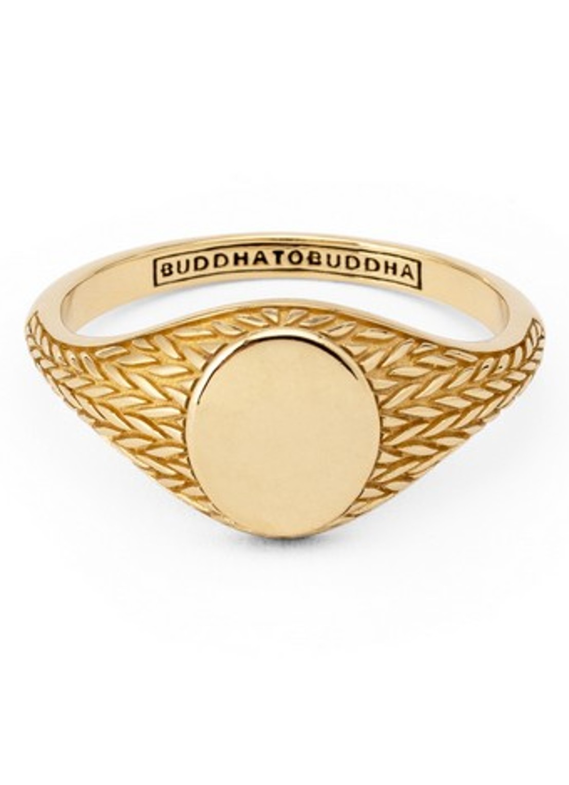 Buddha to Buddha Ellen Signet ring van 14 karaat geelgoud - voorkant goud