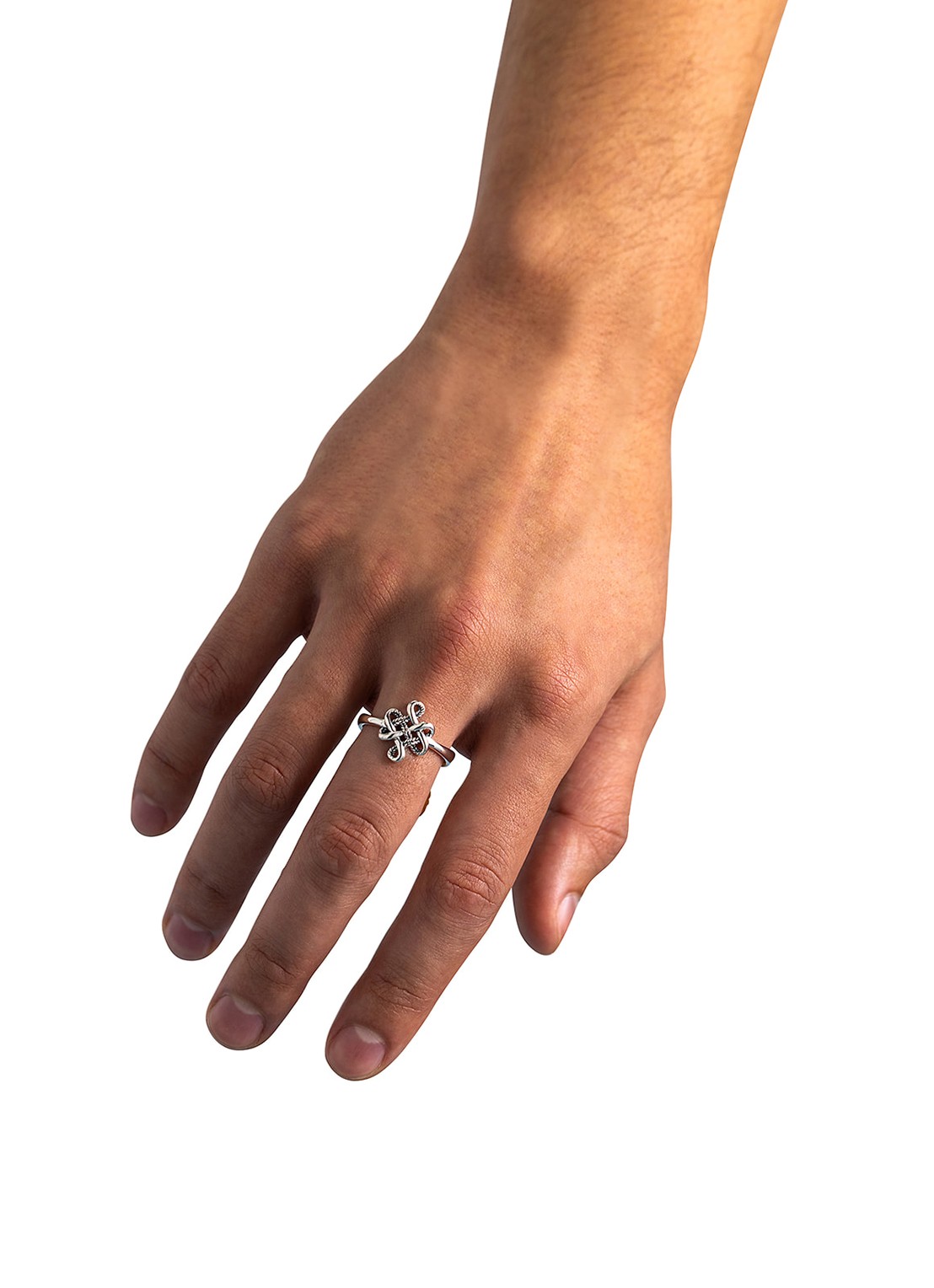 Buddha to Buddha Endless Knot ring van zilver - detail 3 zilver