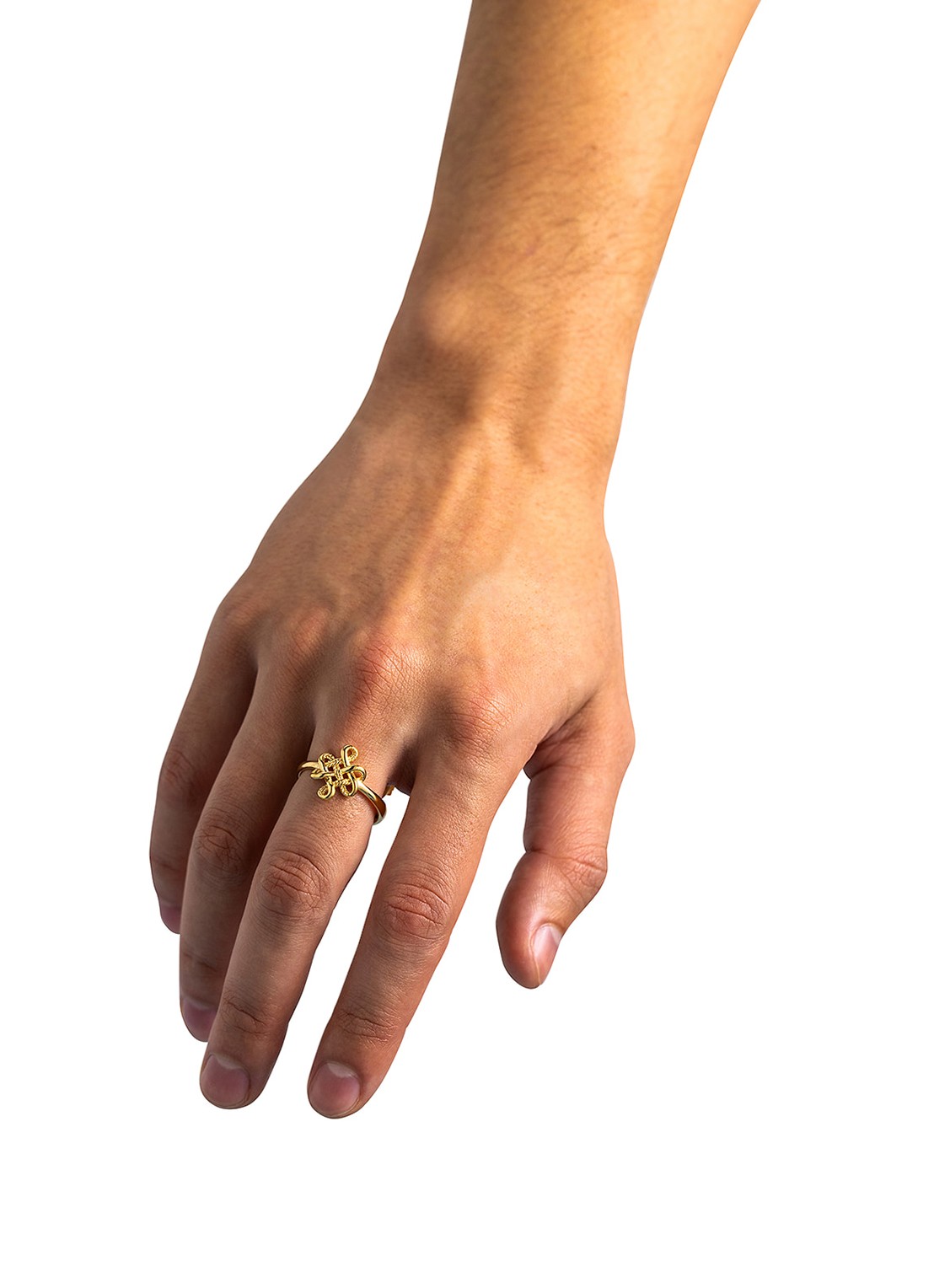 Buddha to Buddha Endless Knot ring verguld  - detail 2 goud