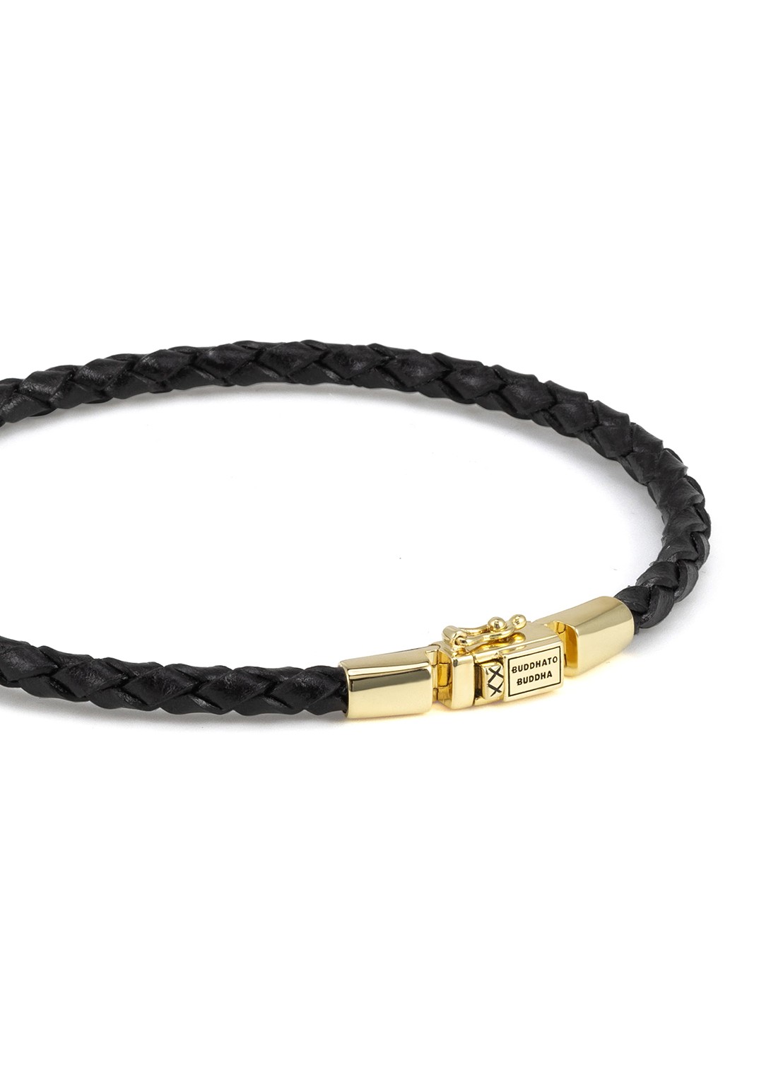Buddha to Buddha George Mini armband van gevlochten leer - detail 4 goud