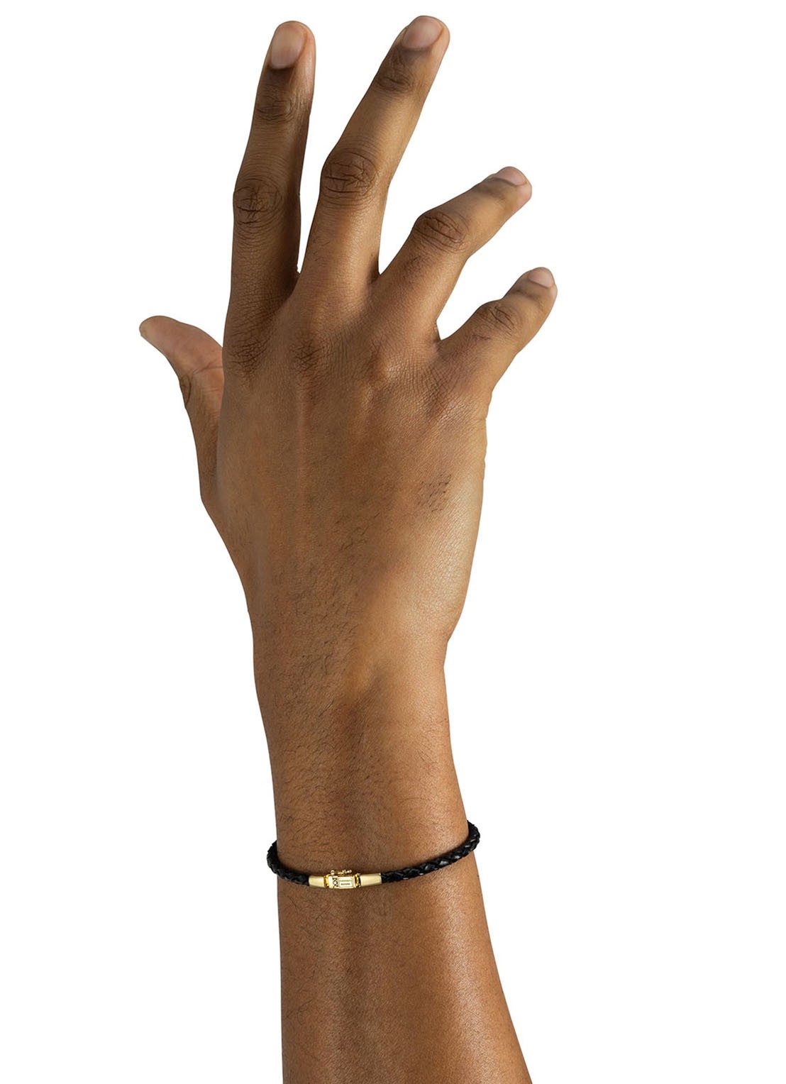 Buddha to Buddha George Mini armband van gevlochten leer - voorkant goud