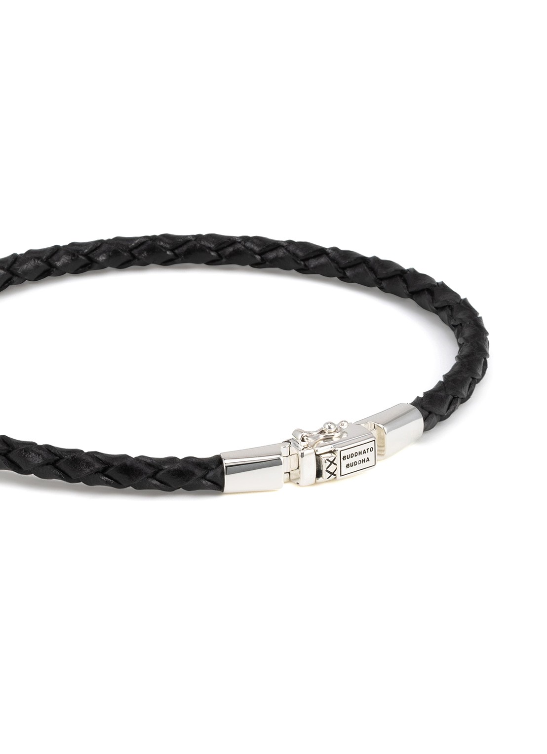 Buddha to Buddha George Mini armband van gevlochten leer - detail 2 zilver