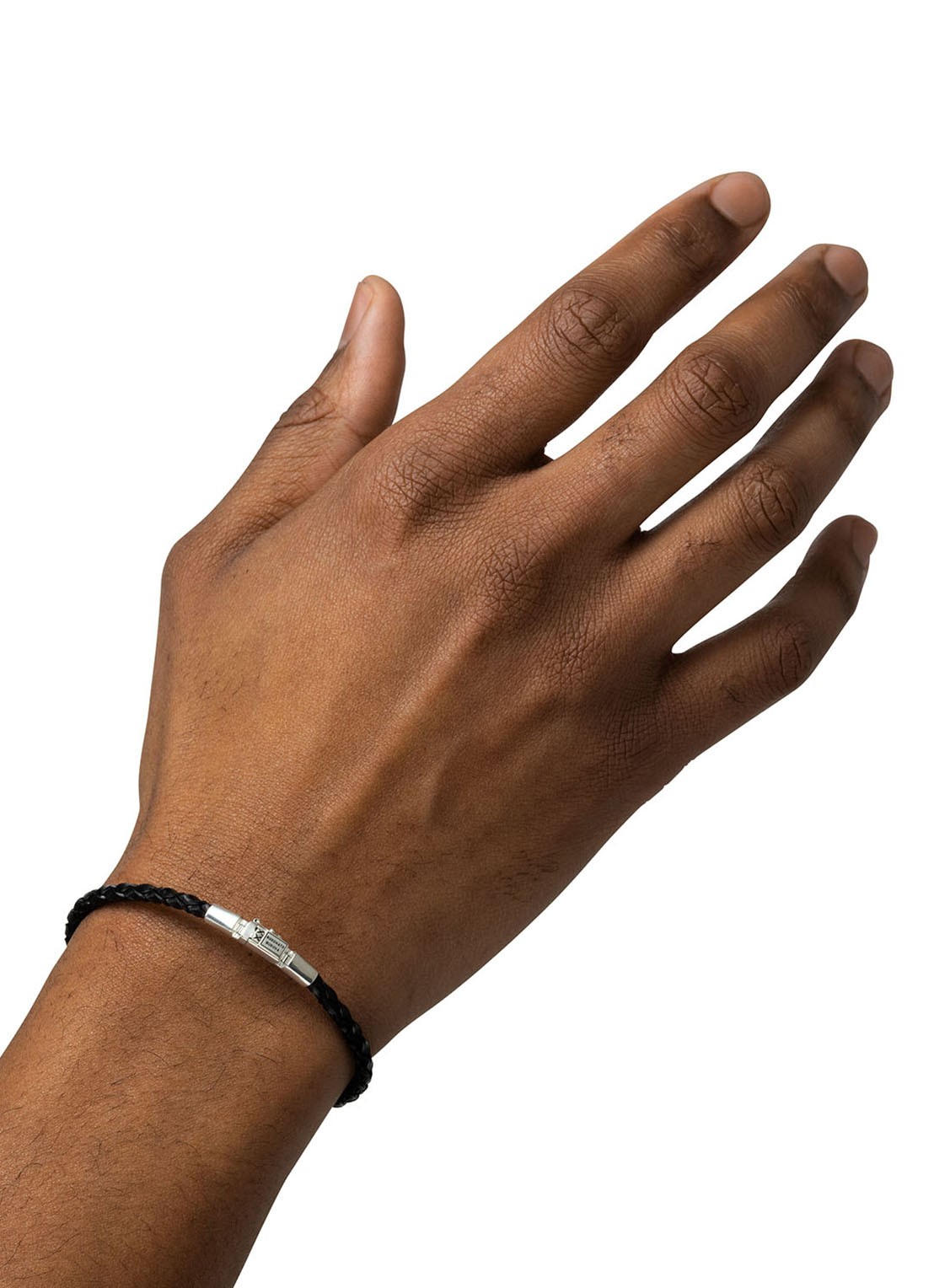 Buddha to Buddha George Mini armband van gevlochten leer - voorkant 3 zilver