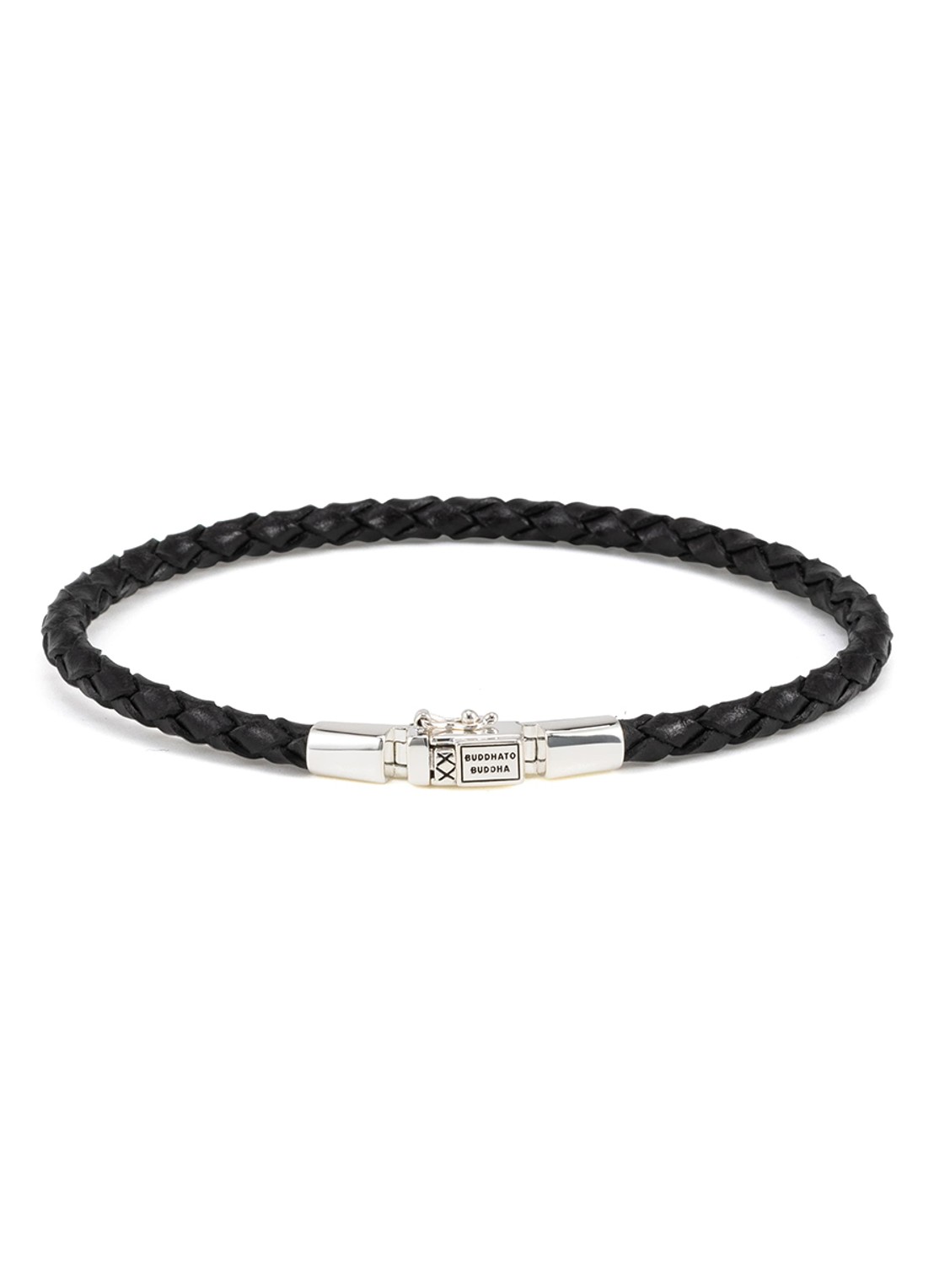 Buddha to Buddha George Mini armband van gevlochten leer - voorkant 4 zilver