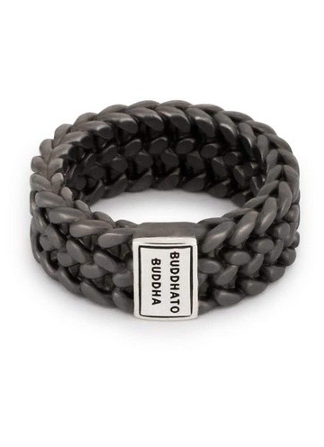 Buddha to Buddha Julius Ring Black Rhodium ring van zilver - voorkant donkergrijs