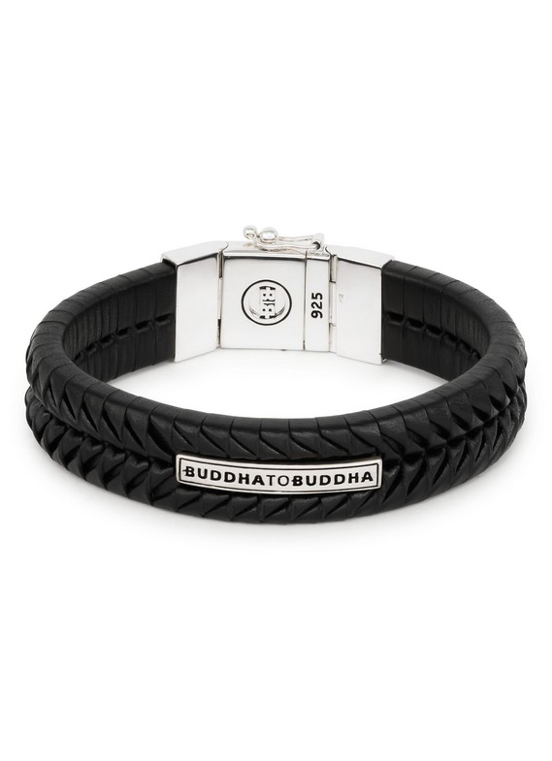Buddha to Buddha Komang armband van gevlochten leer - detail zwart
