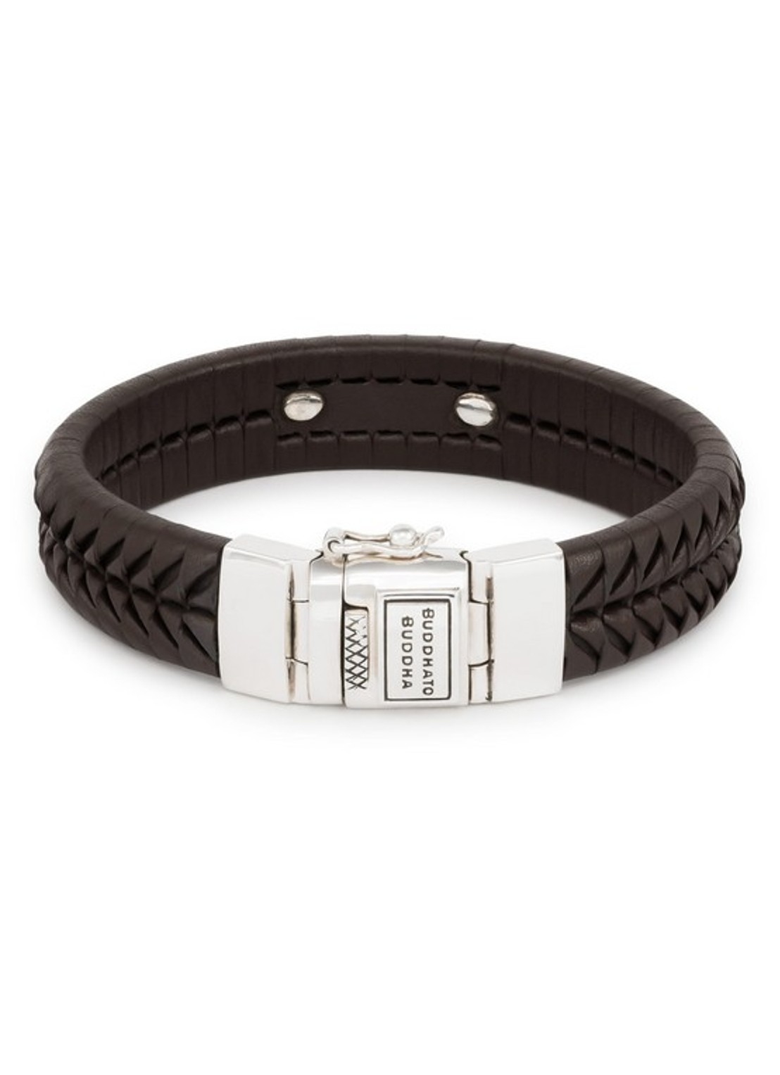 Buddha to Buddha Komang armband van leer - voorkant 2 bruin