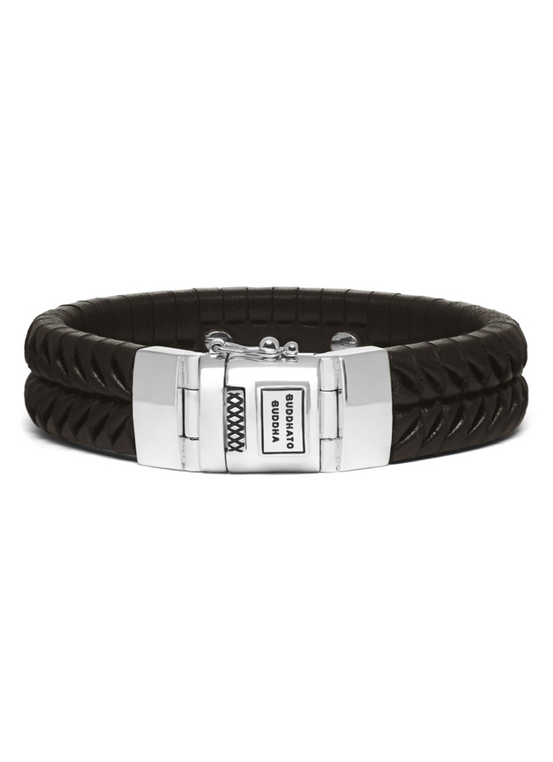 Buddha to Buddha Komang armband van leer - voorkant 4 bruin