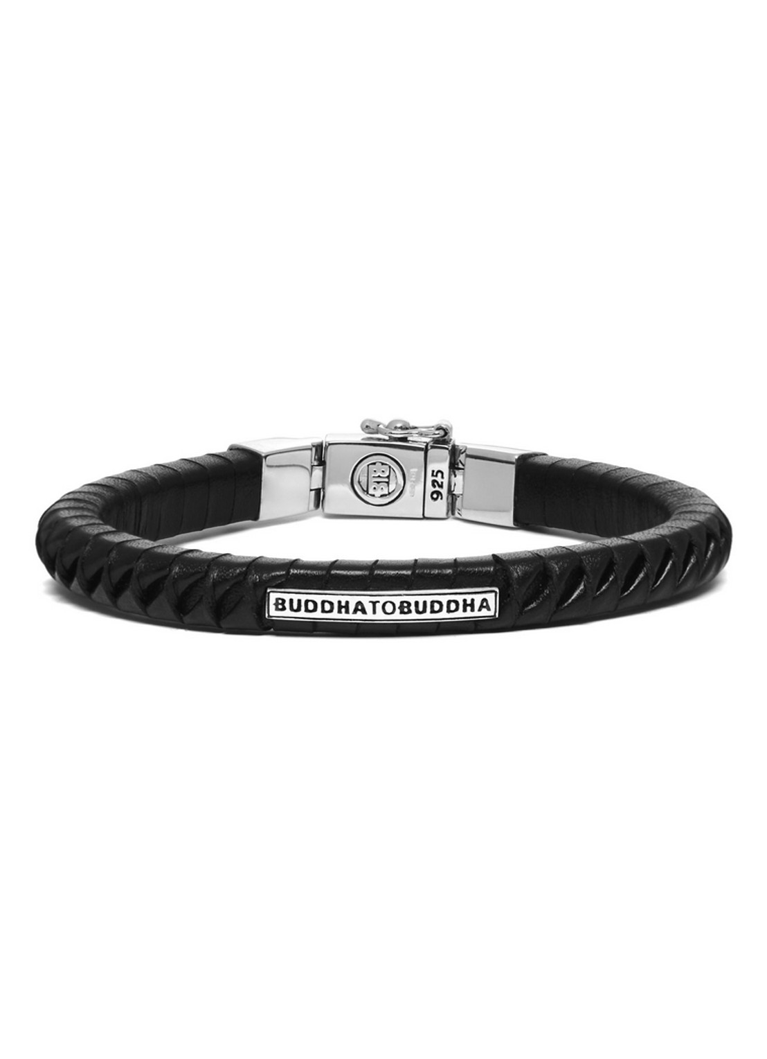 Buddha to Buddha Komang Small armband van gevlochten leer - detail 2 zwart