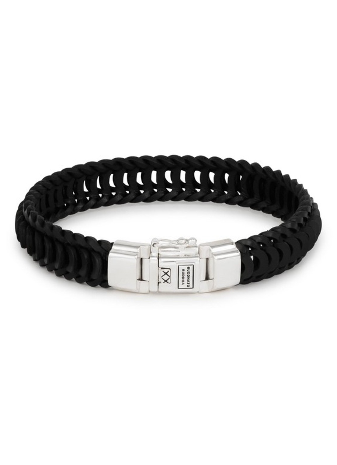 Buddha to Buddha Lars armband van leer - voorkant zwart