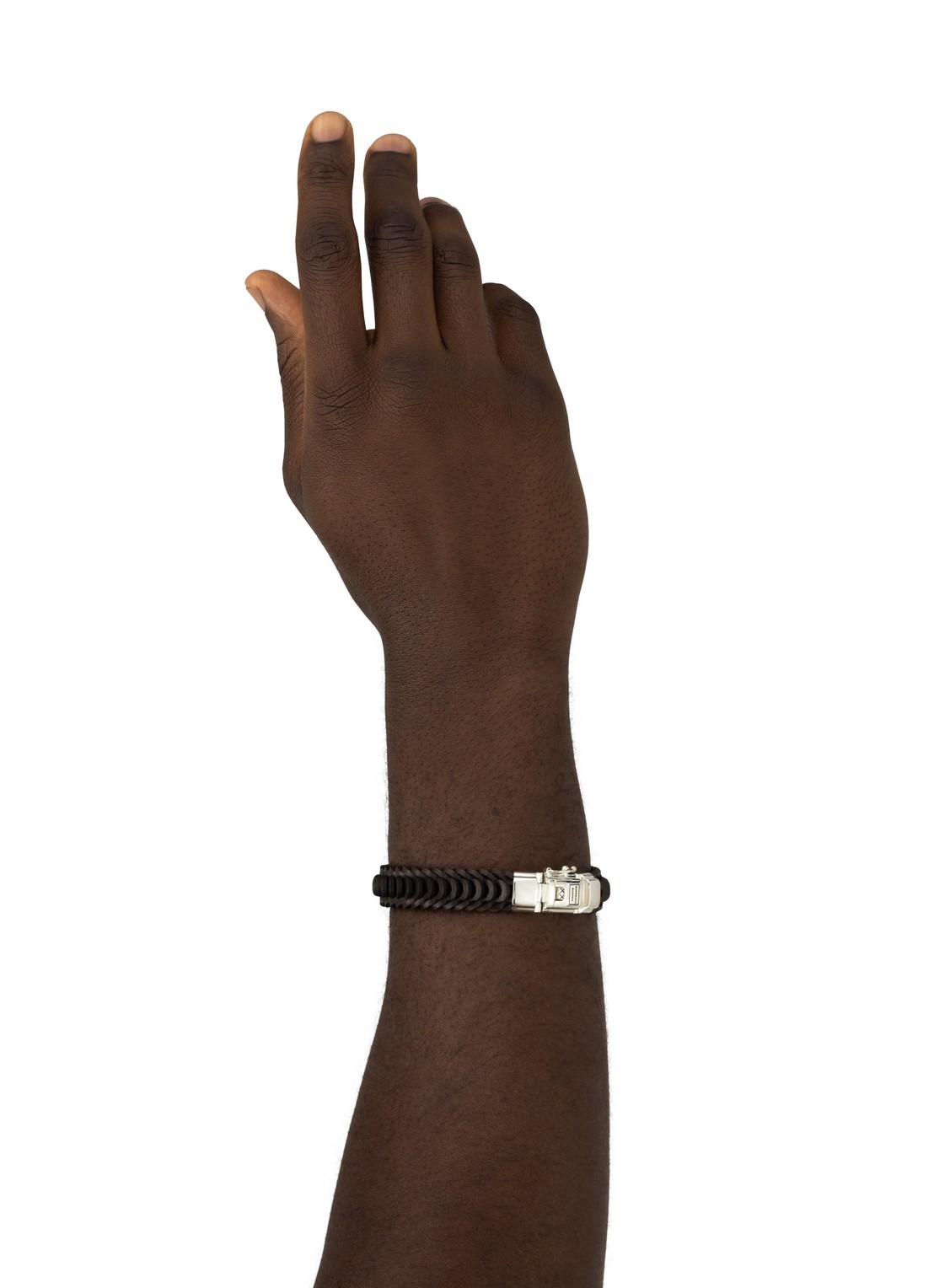 Buddha to Buddha Lars armband van leer - voorkant 2 zwart