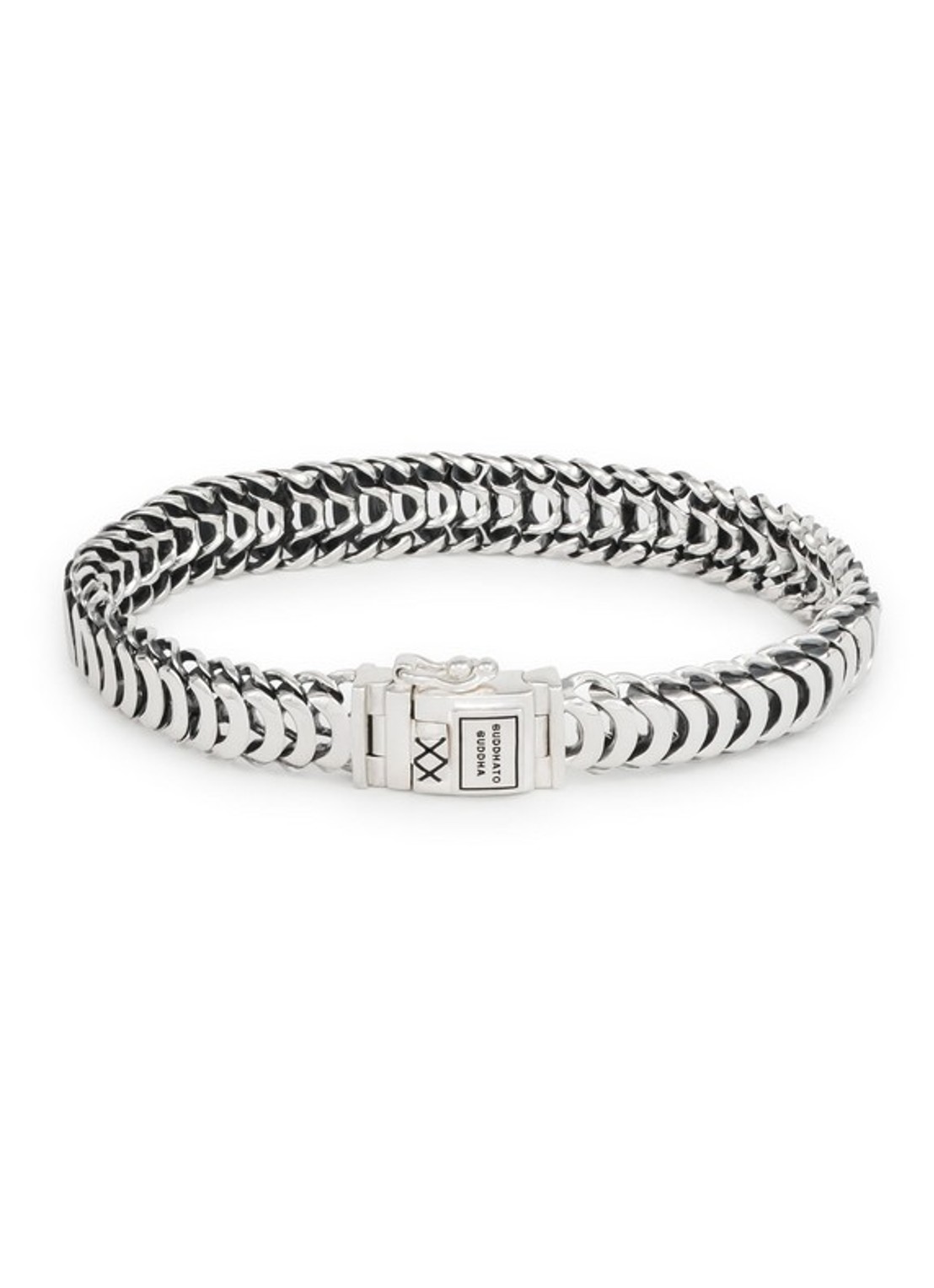 Buddha to Buddha Lars XS schakelarmband van zilver - voorkant zilver