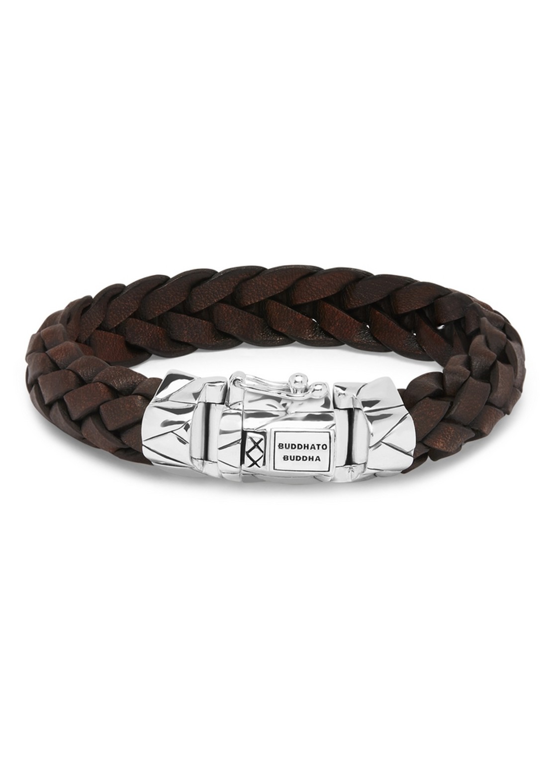 Buddha to Buddha Mangky armband van gevlochten leer - voorkant 3 donkerbruin