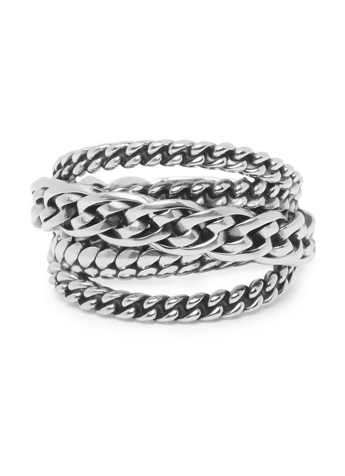 Buddha to Buddha Multi Chain Nathalie ring van zilver - voorkant 3 zilver