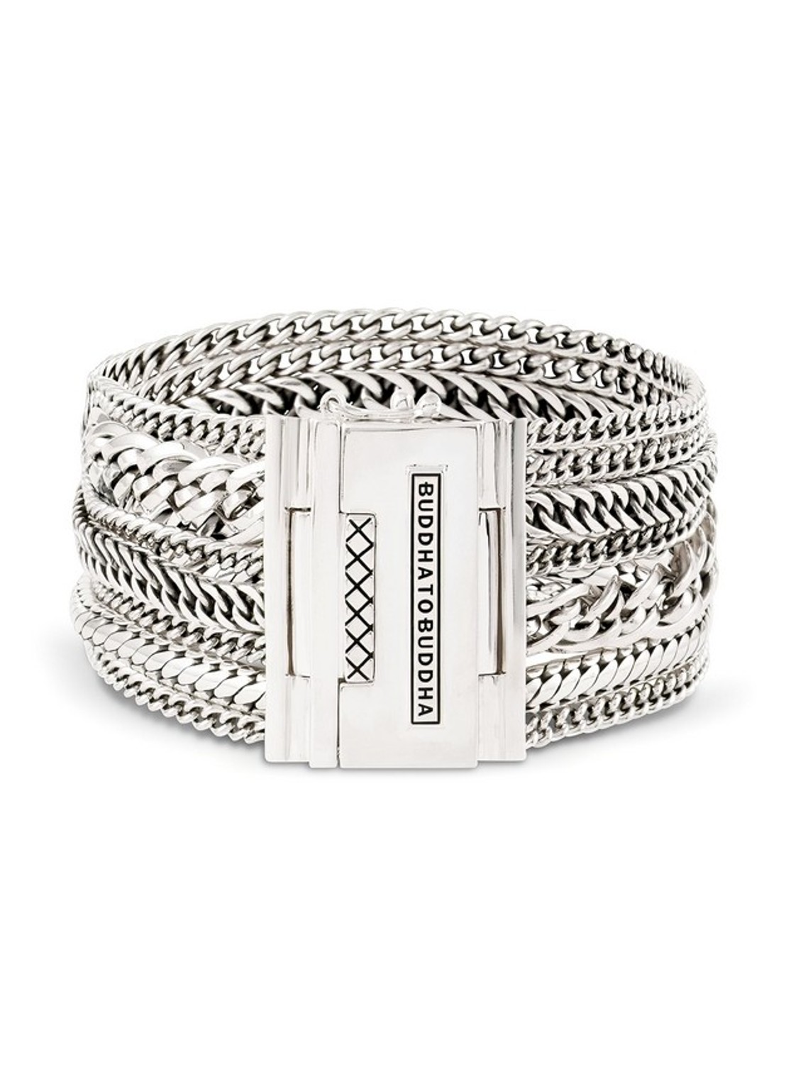 Buddha to Buddha Multi Chain Nathalie schakelarmband van zilver - voorkant 2 zilver