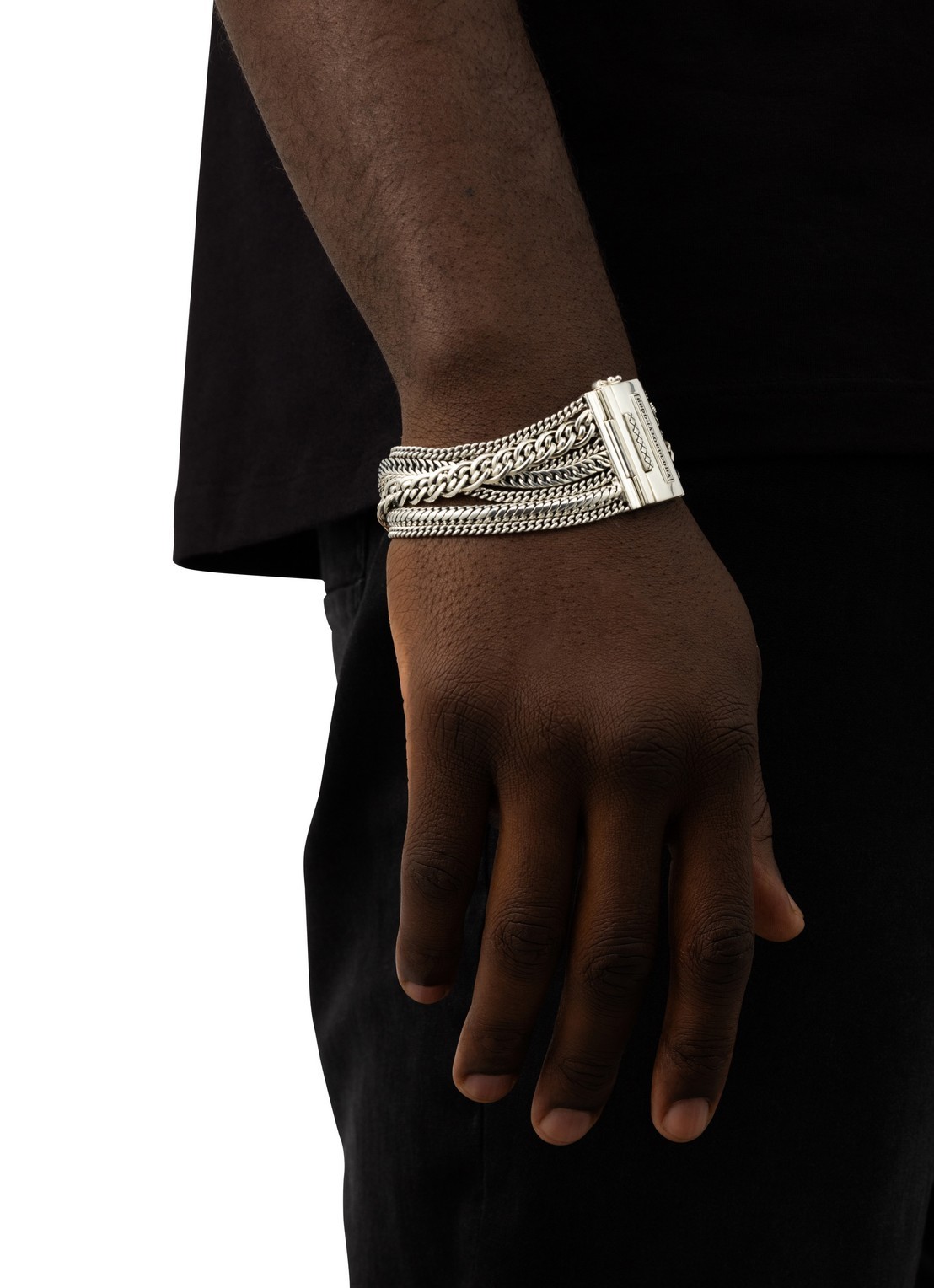 Buddha to Buddha Multi Chain Nathalie schakelarmband van zilver - voorkant 3 zilver