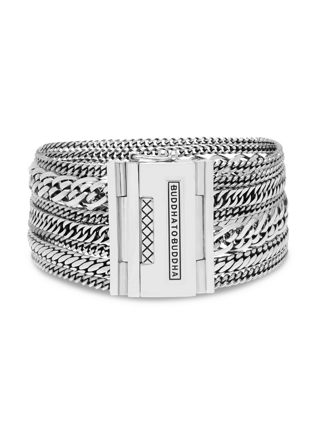 Buddha to Buddha Multi Chain Nathalie schakelarmband van zilver - voorkant 4 zilver