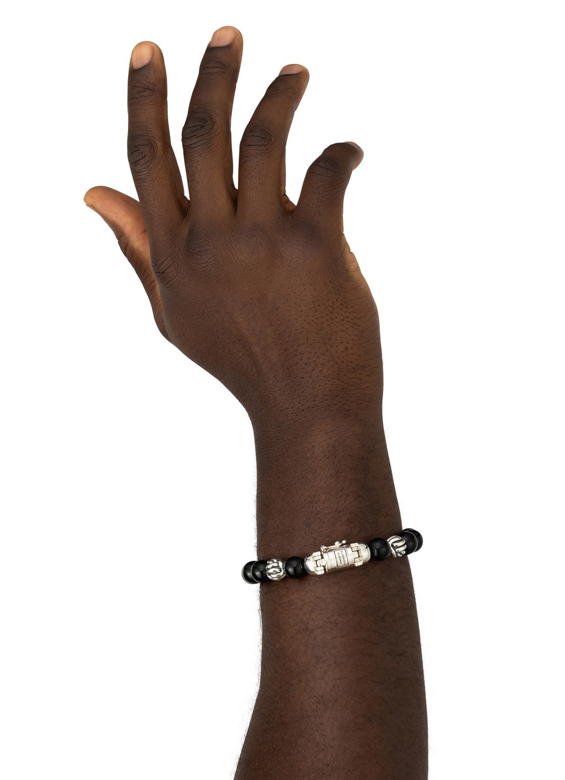 Buddha to Buddha Spirit Bead kralenarmband van zilver met onyx - voorkant 2 zwart