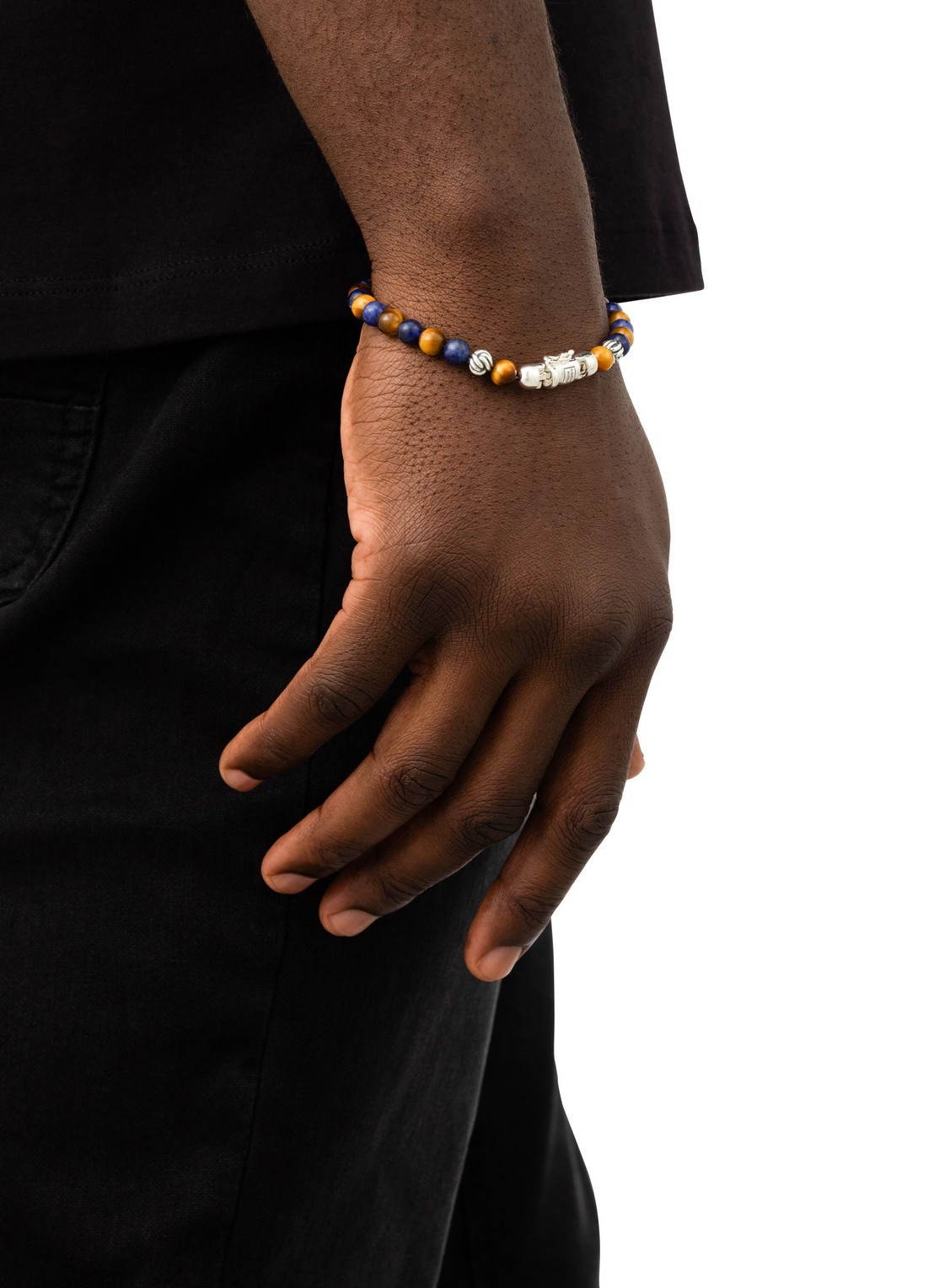 Buddha to Buddha Spirit Bead Mini Mix kralenarmband met edelsteen - voorkant 2 donkerblauw