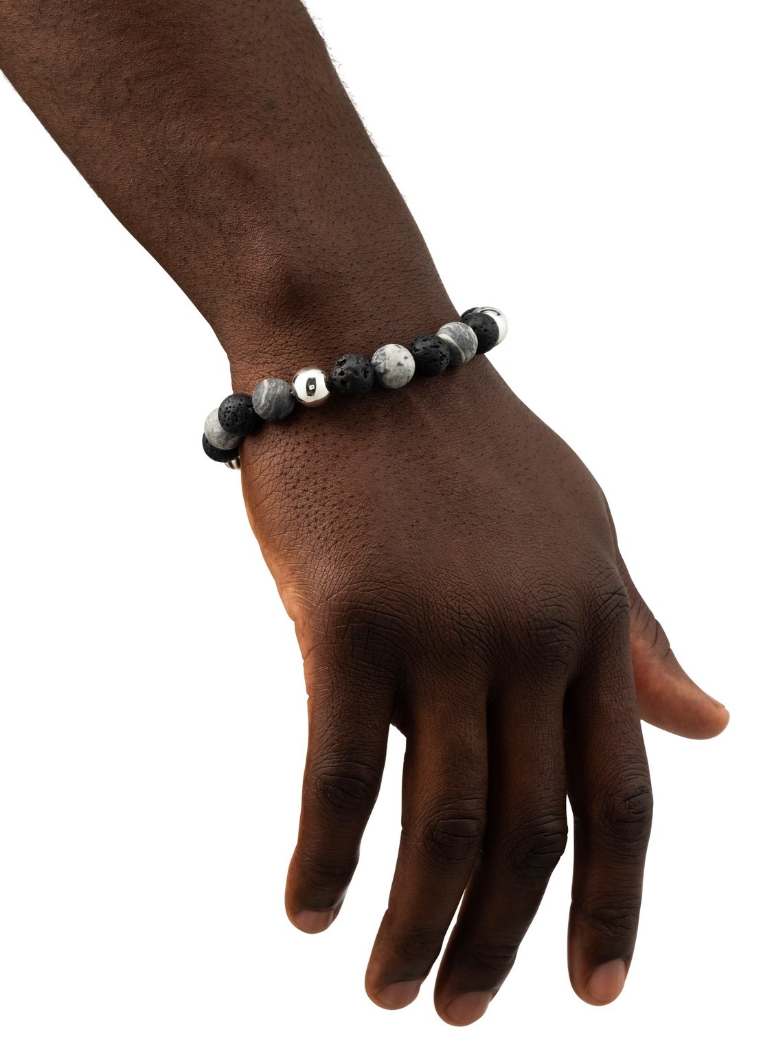 Buddha to Buddha Spirit Bead Mix kralenarmband met edelsteen - voorkant 2 grijs