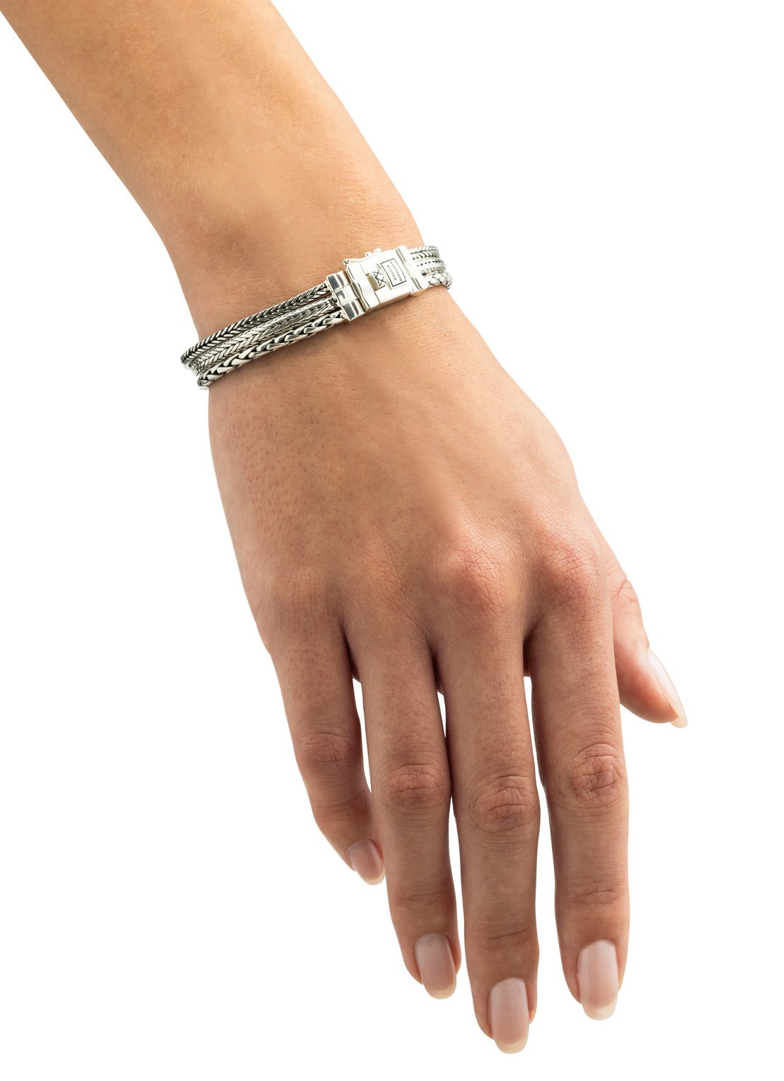 Buddha to Buddha Triple Mini schakelarmband van zilver - voorkant 2 zilver