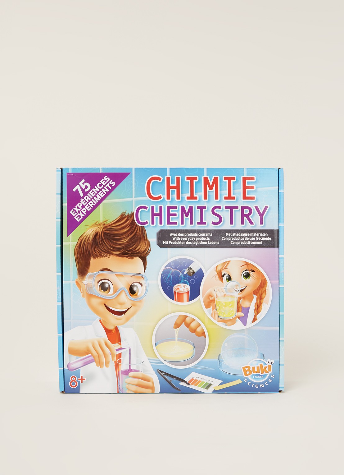 Buki Scheikunde lab met 75 experimenten - voorkant 2 multicolor
