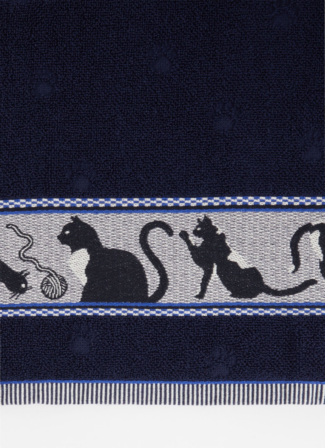 Bunzlau Castle Cats keukendoek van  katoen 60 x 50 cm - detail donkerblauw