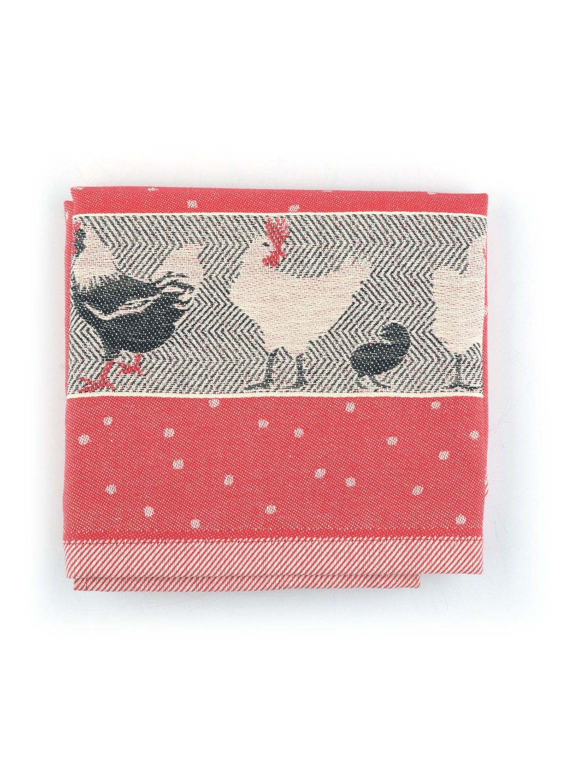 Bunzlau Castle Chickens theedoek van  katoen 65 x 65 cm - detail 3 rood