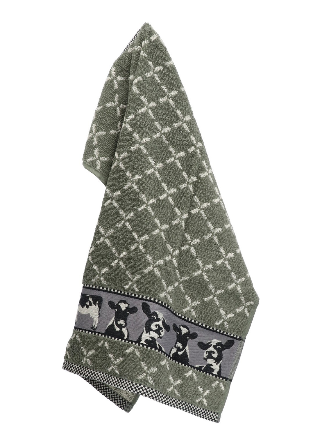 Bunzlau Castle Cow keukendoek 53 x 60 cm  - voorkant groen