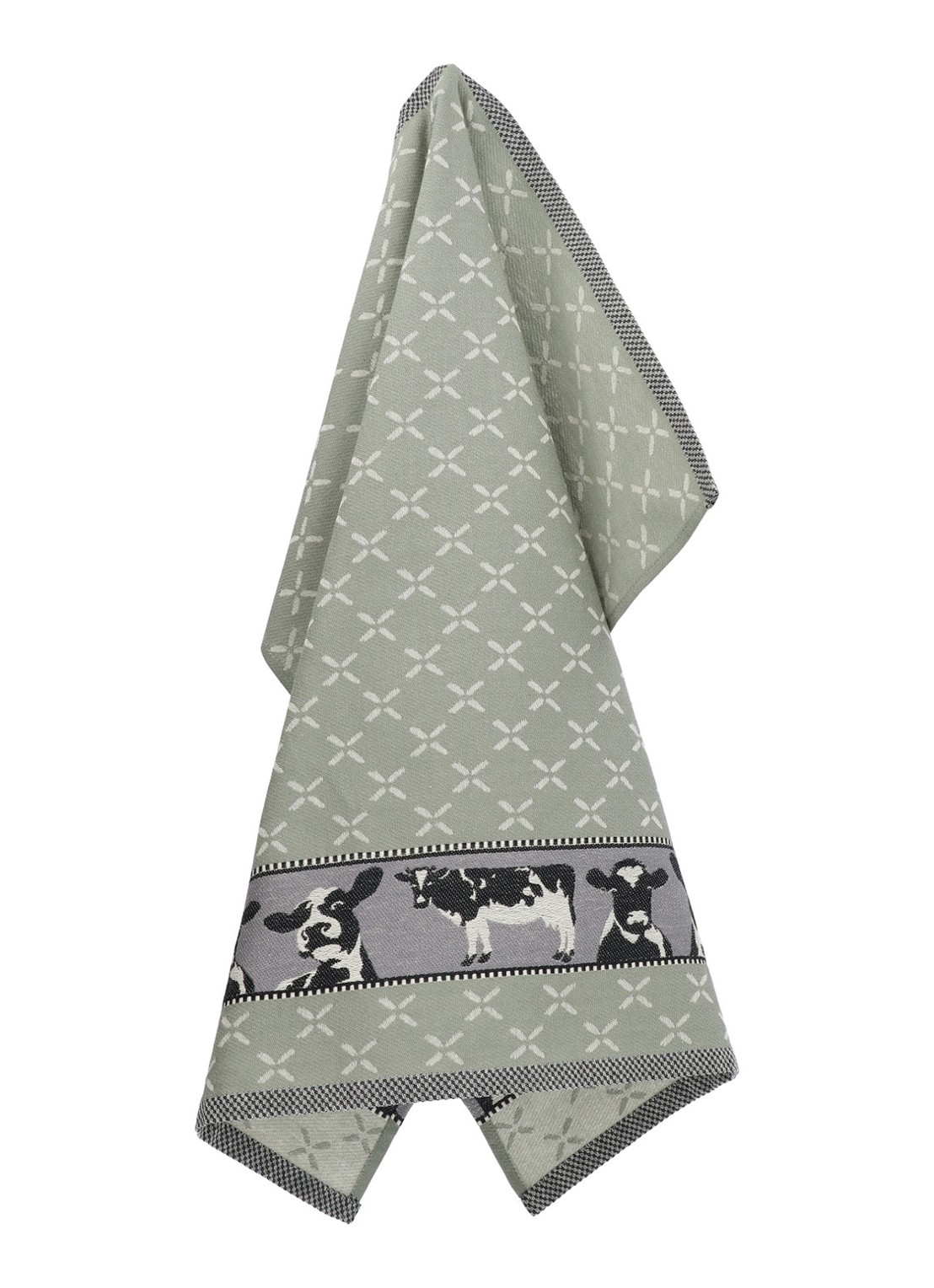 Bunzlau Castle Cow theedoek 65 x 65 cm  - voorkant 2 groen