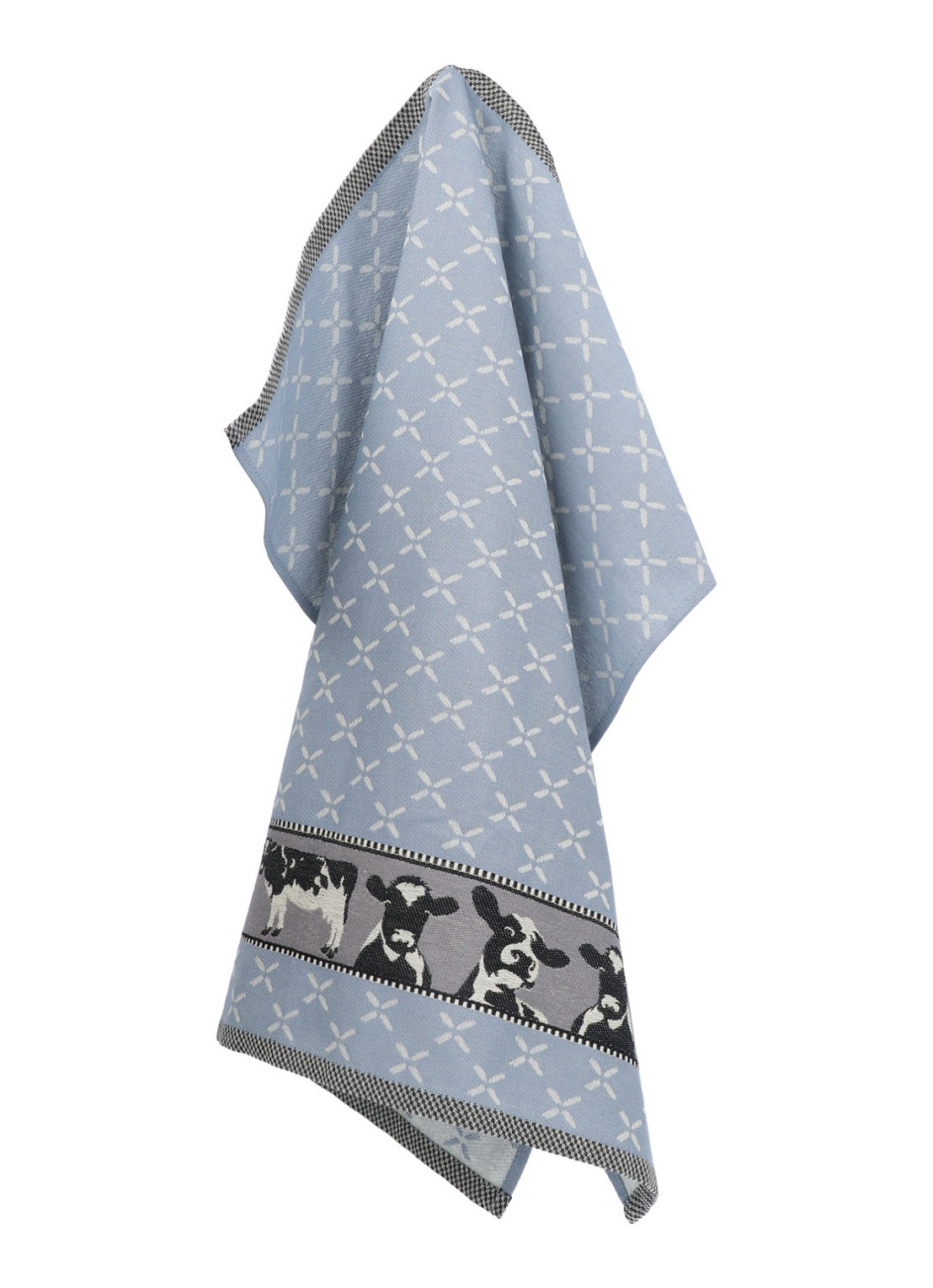 Bunzlau Castle Cow theedoek 65 x 65 cm  - voorkant blauw