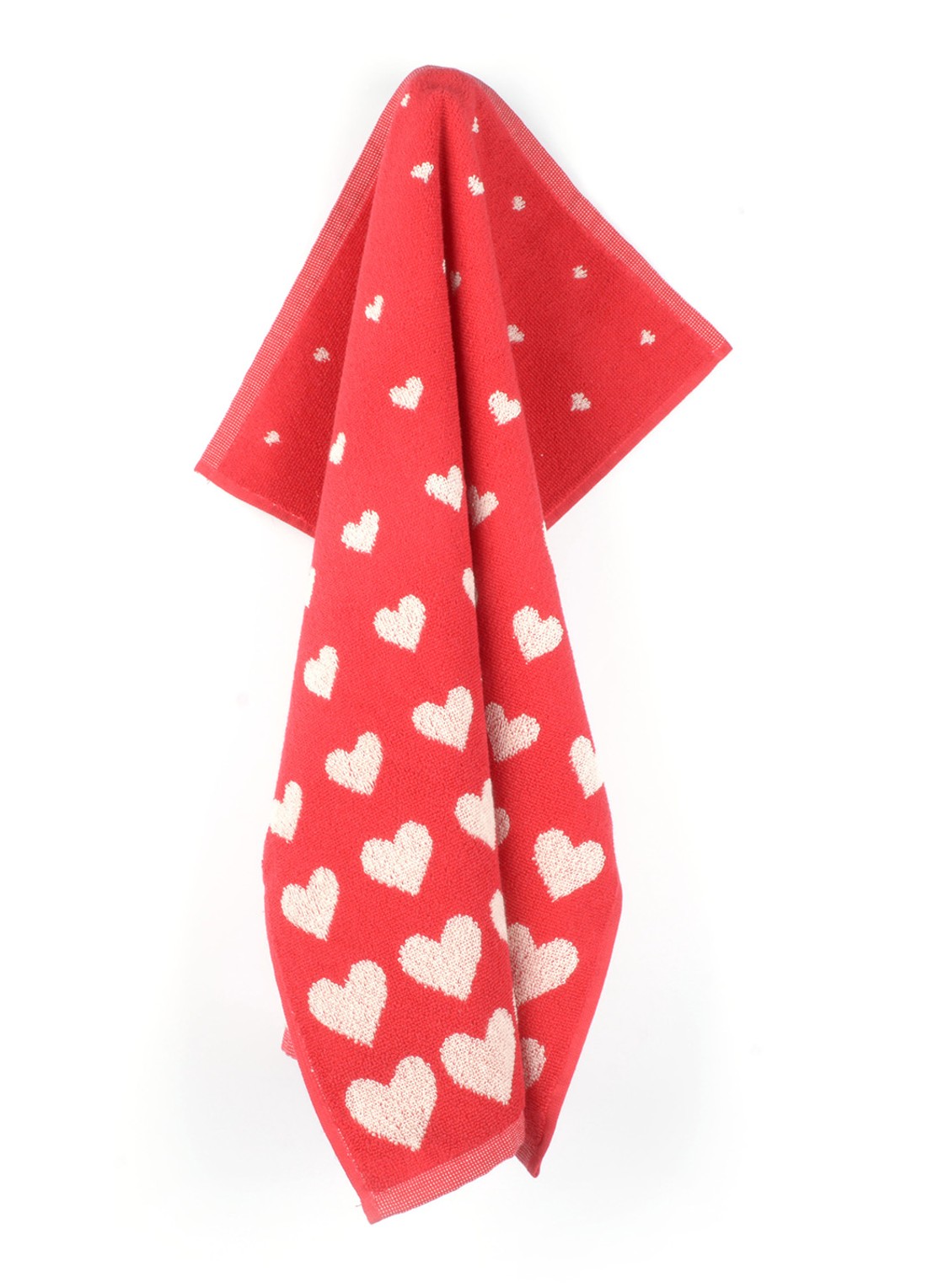 Bunzlau Castle Hearts keukendoek 53 x 60 cm - voorkant rood