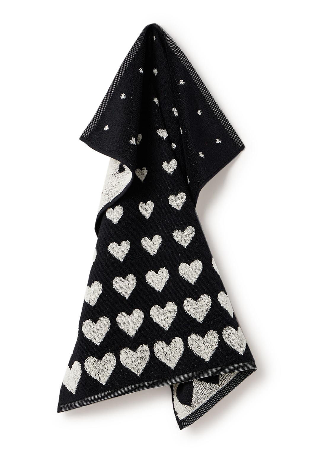 Bunzlau Castle Hearts keukendoek van  katoen 50 x 60 cm - voorkant zwart